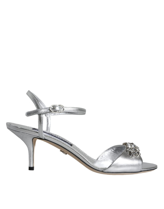 Dolce & Gabbana Silver Crystal AnkleStrap Keira Sandals Shoes EU40 / US9.5