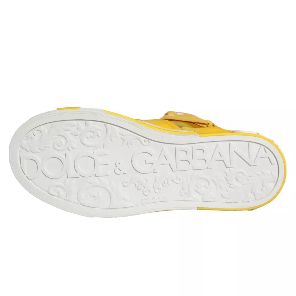 Dolce & Gabbana Yellow White Leather High Top Sneakers Shoes EU39 / US8.5