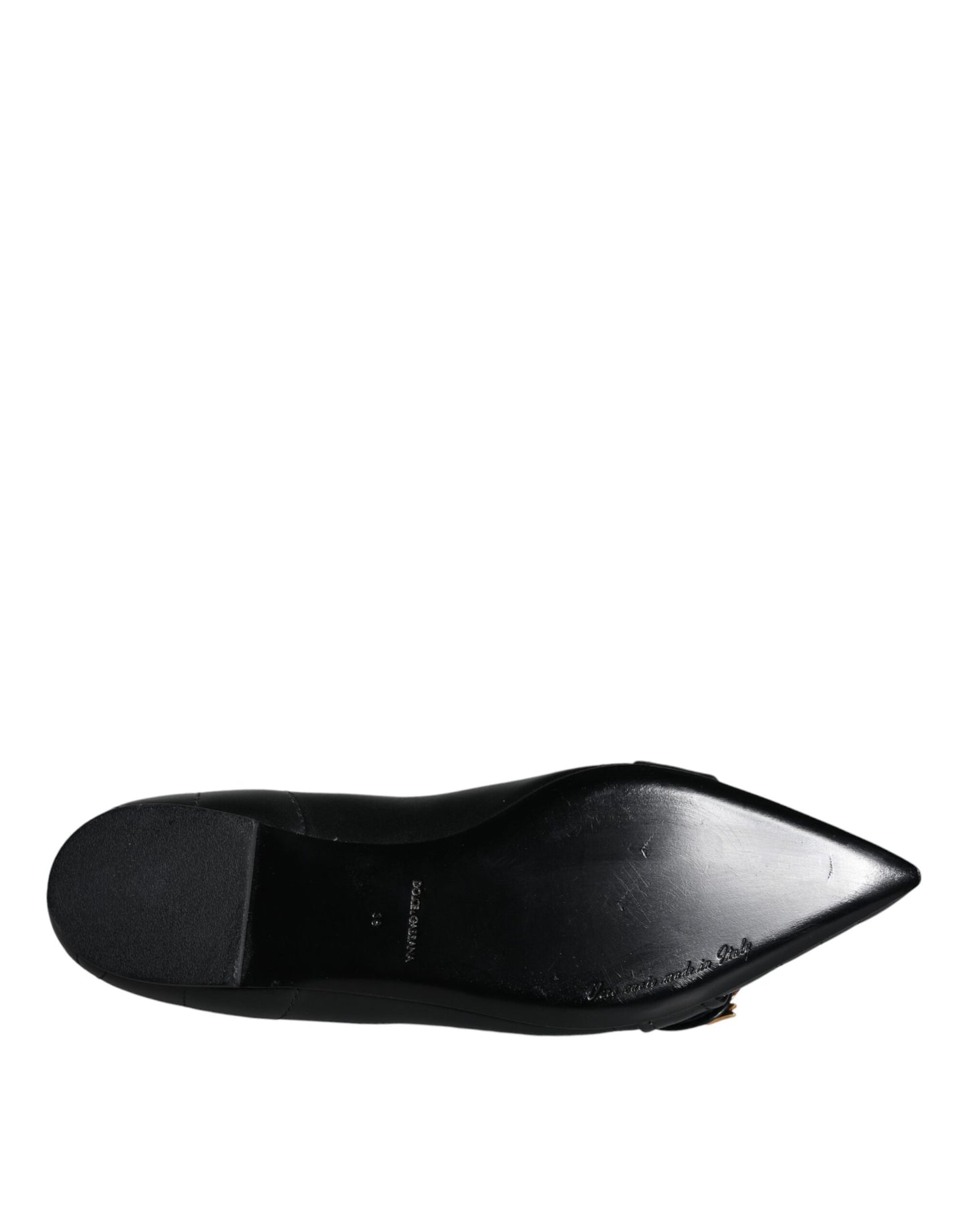 Dolce & Gabbana Black Devotion Leather Pointy Flats Shoes EU38 / US7