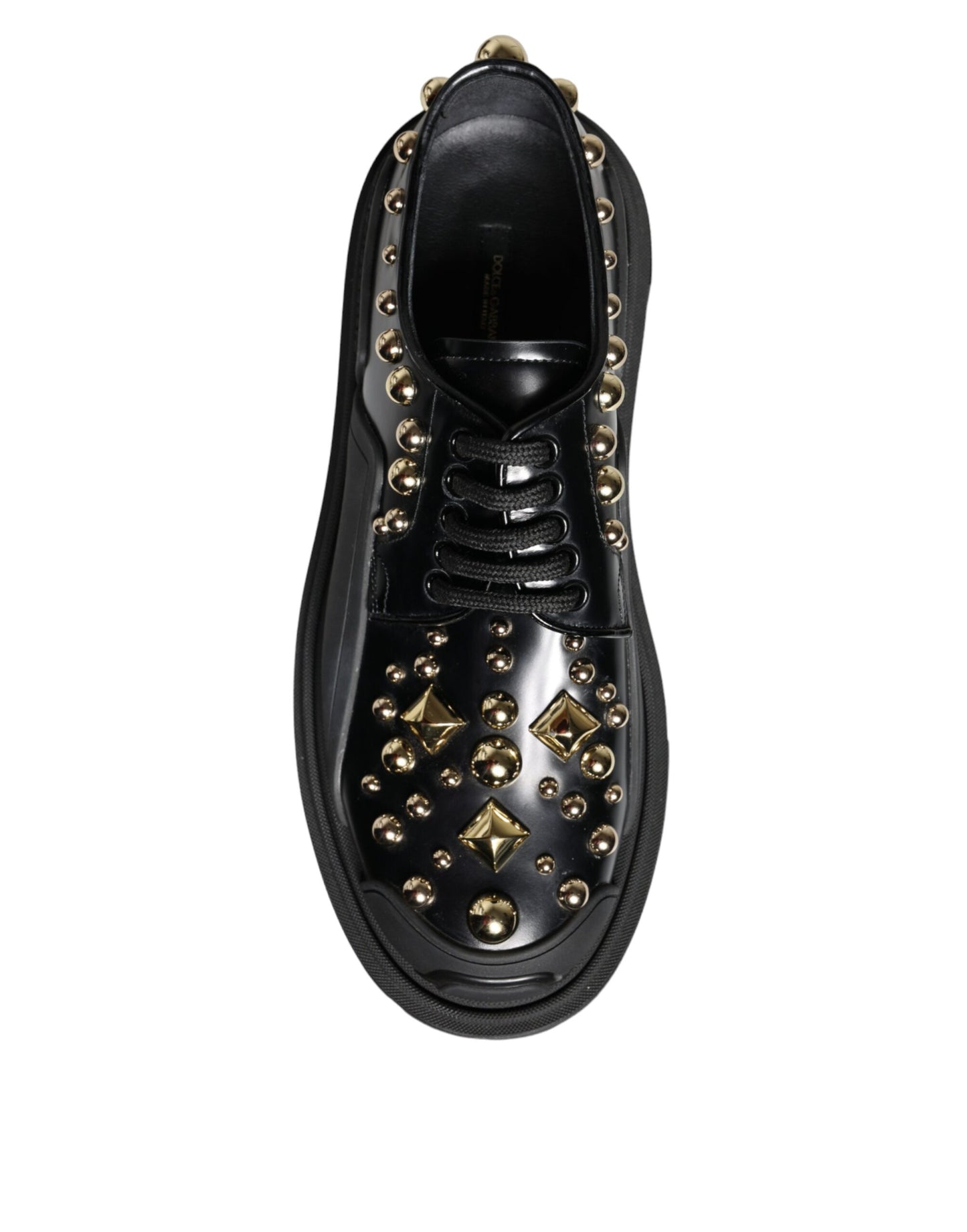 Dolce & Gabbana Black Leather Trekking Derby Embellished Shoes EU35.5 / US5