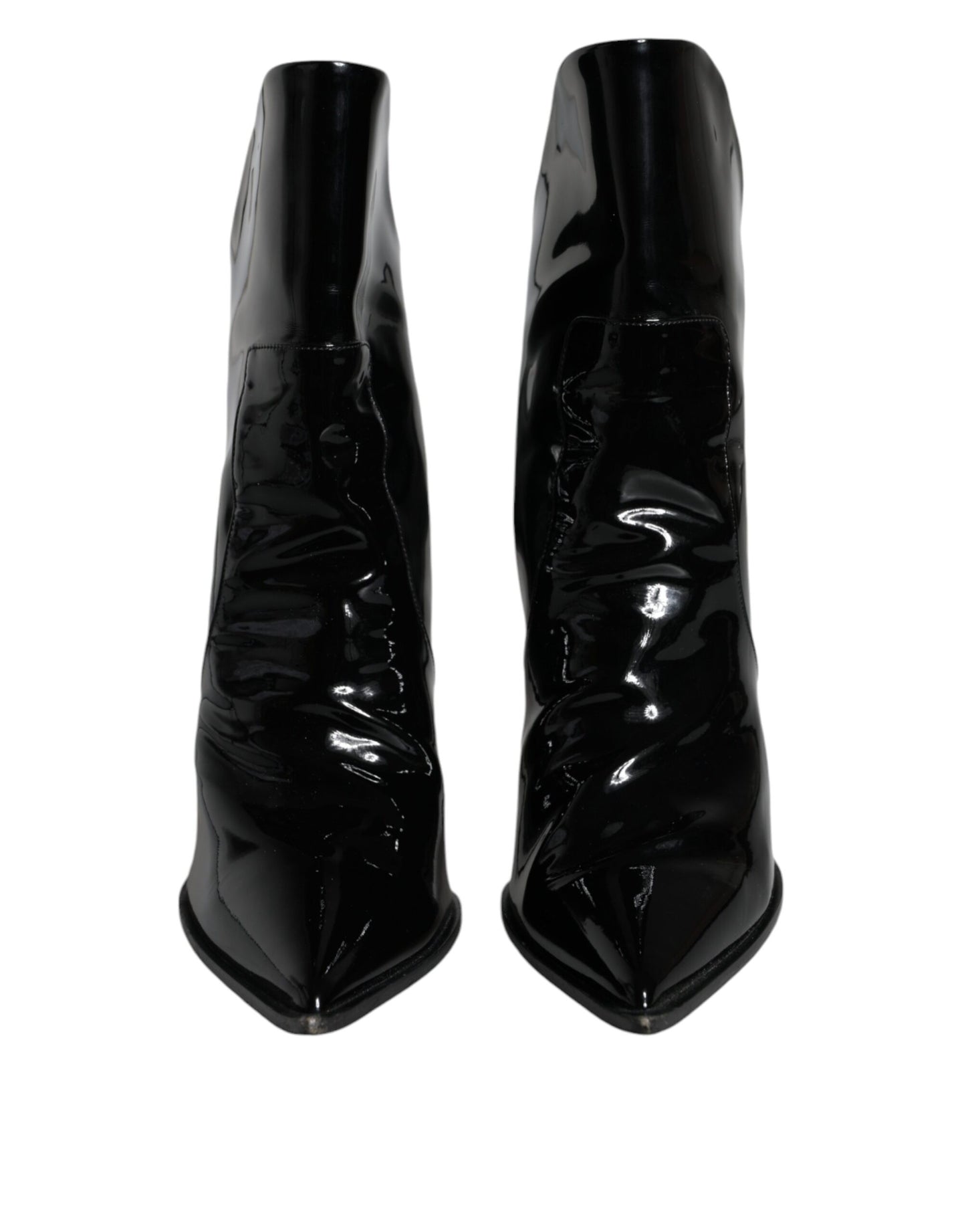 Dolce & Gabbana Black Patent Leather Pointed Ankle Boot Shoes EU39 / US8