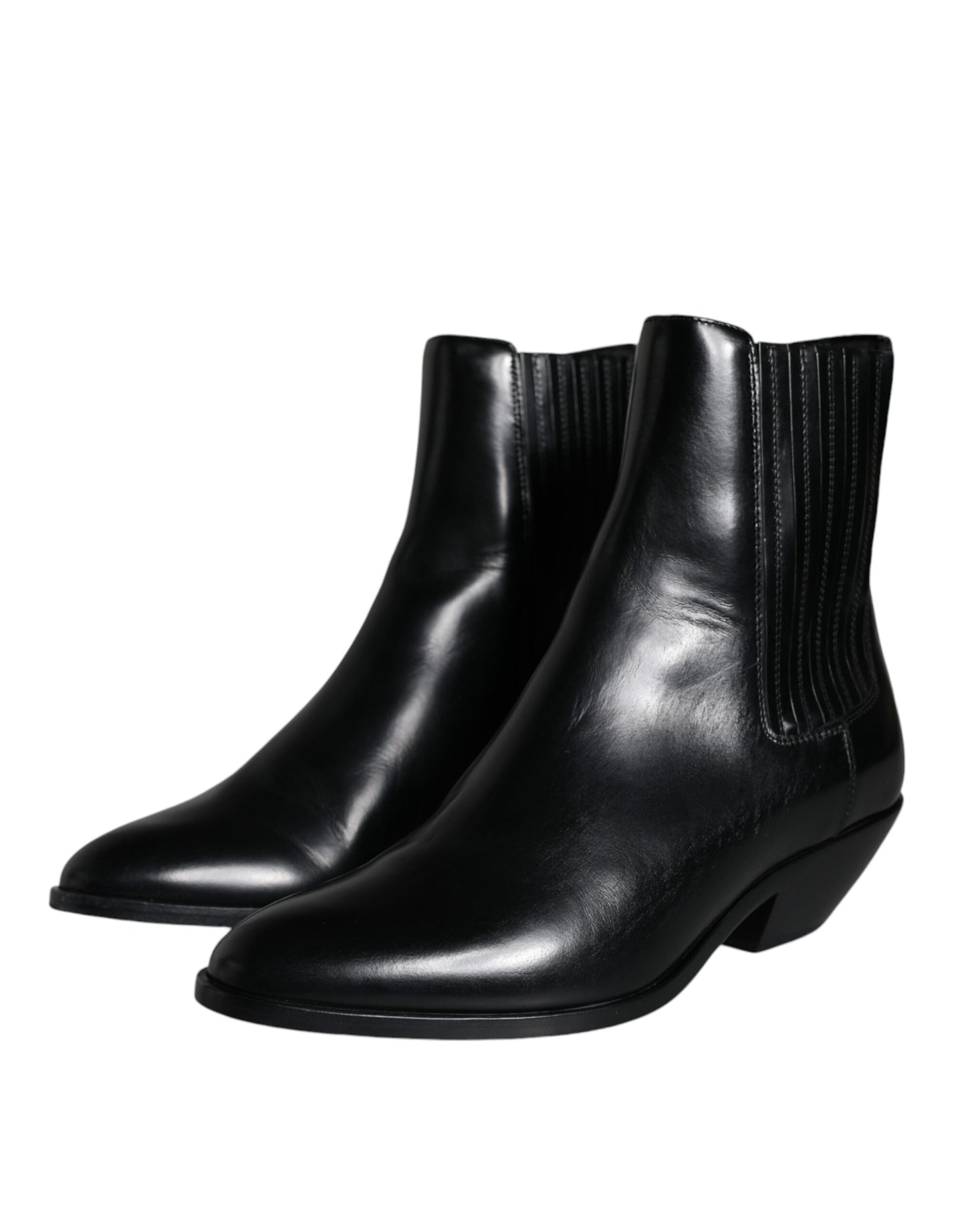 Dolce & Gabbana Black Leather Ankle Boots Booties Shoes EU37 / US6.5