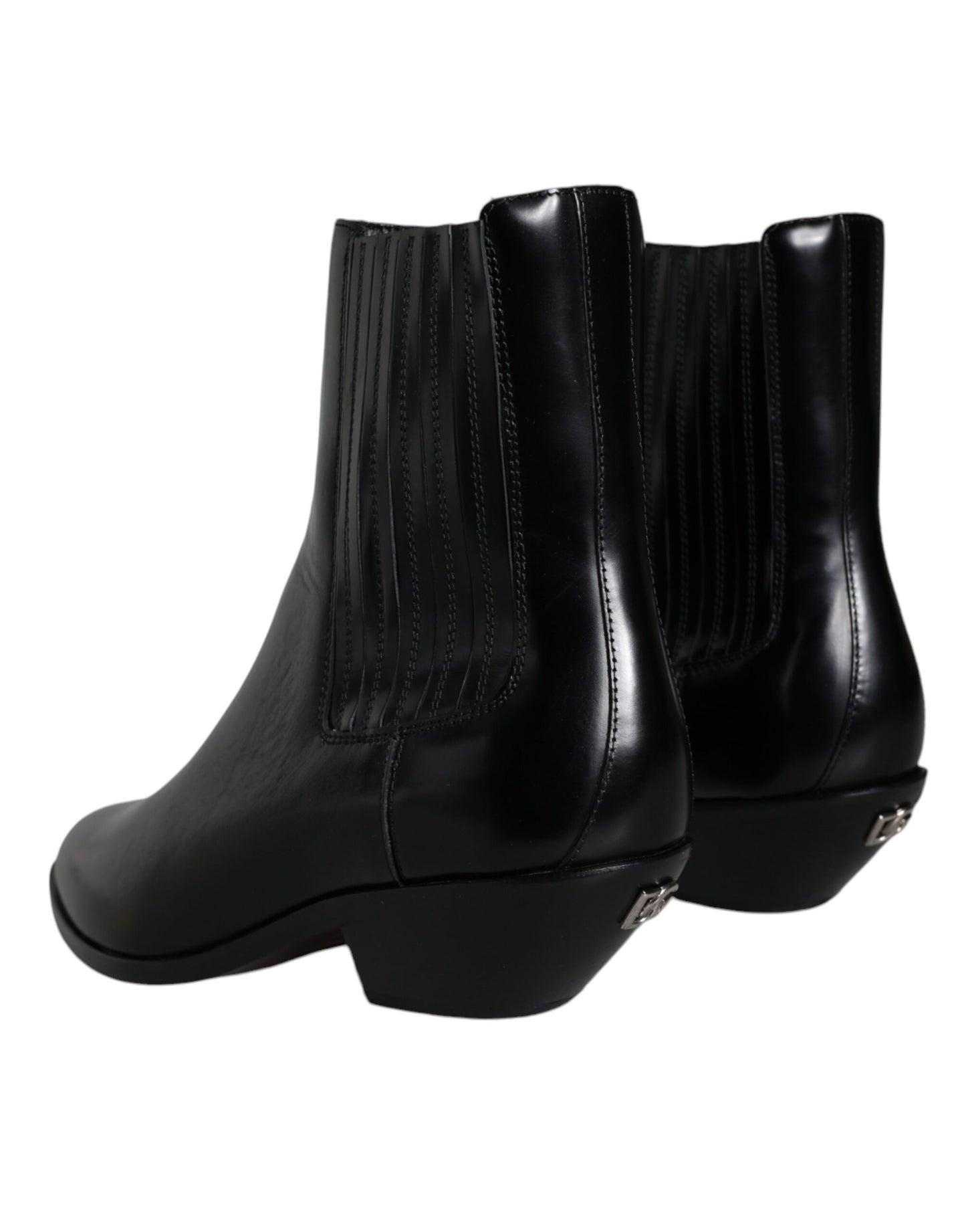 Dolce & Gabbana Black Leather Ankle Boots Booties Shoes EU37 / US6.5