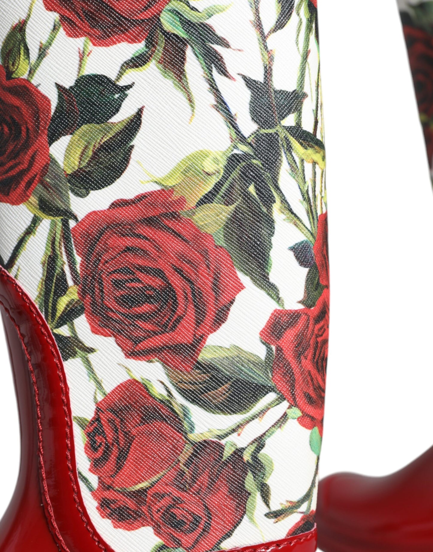 Dolce & Gabbana Red Floral Rubber Knee High Flat Boots Shoes EU36 / US5.5