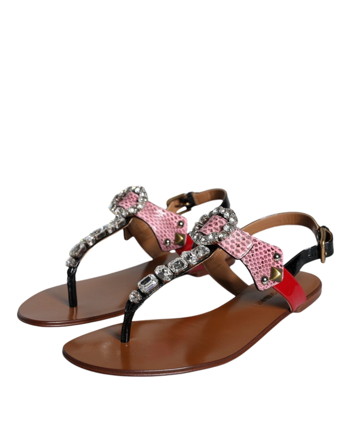 Dolce & Gabbana Multicolor Crystal Sandals Flip Flops Shoes EU38.5 / US7.5