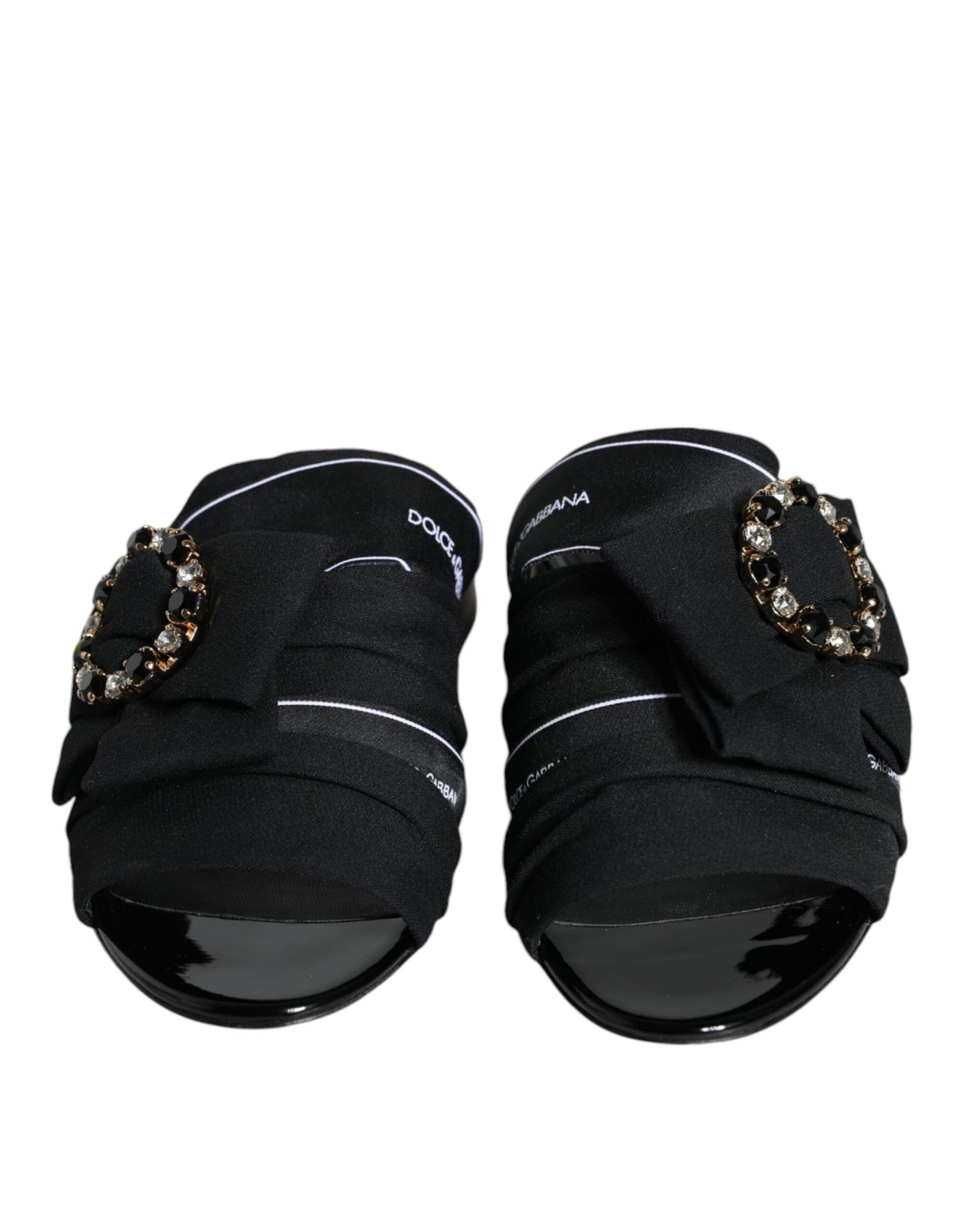 Dolce & Gabbana Black White Crystal Slides Sandals Shoes EU36.5 / US6.5