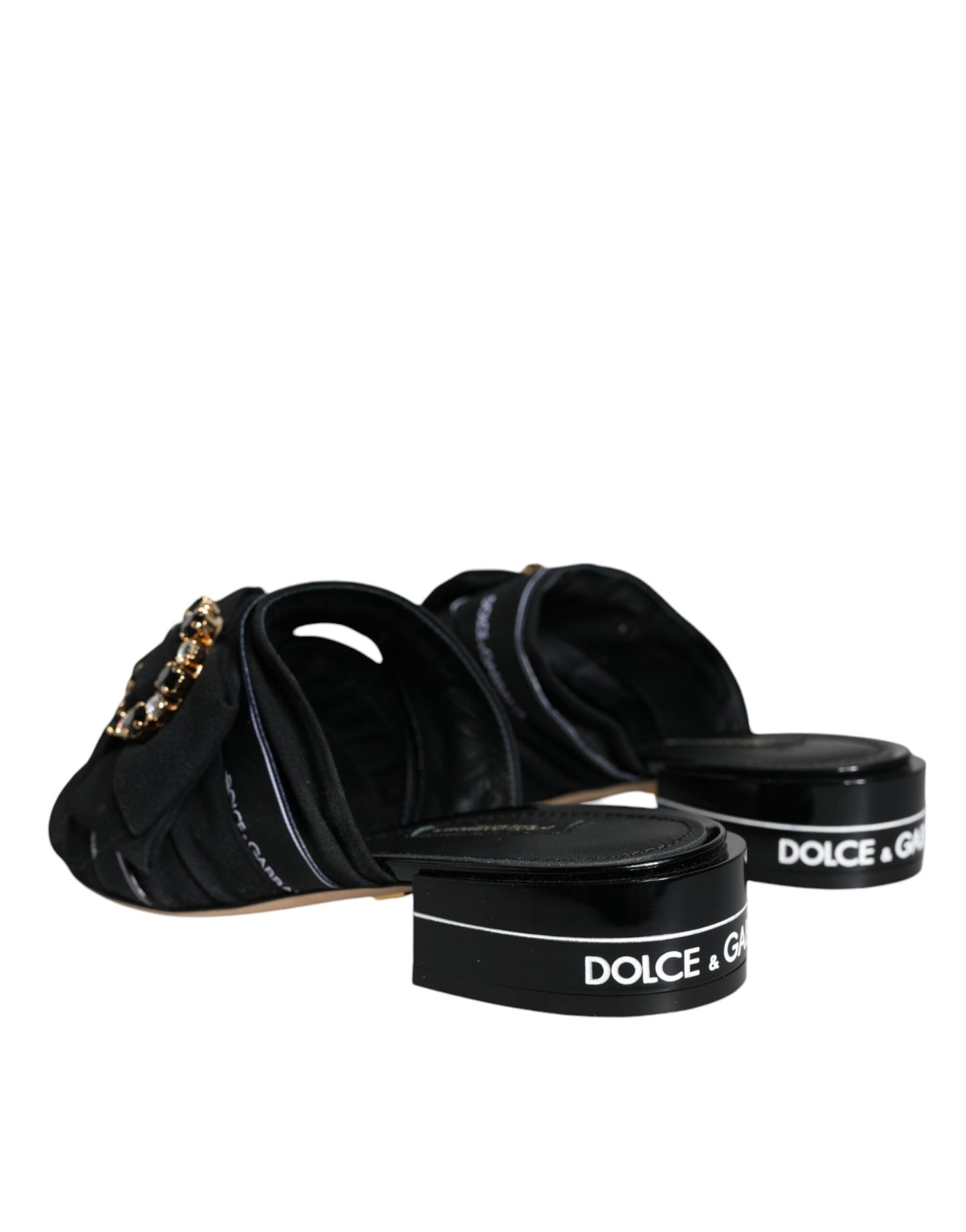 Dolce & Gabbana Black White Crystal Slides Sandals Shoes EU36.5 / US6.5