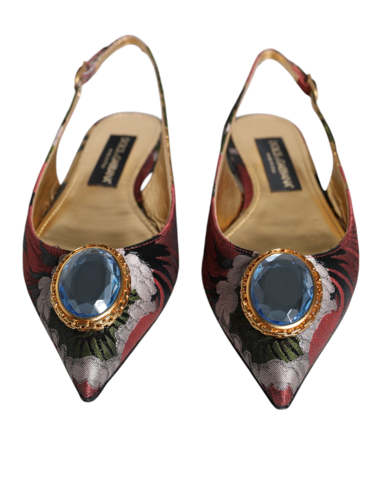 Dolce & Gabbana Multicolor Jacquard Crystal Flats Slingback Shoes EU39 / US8