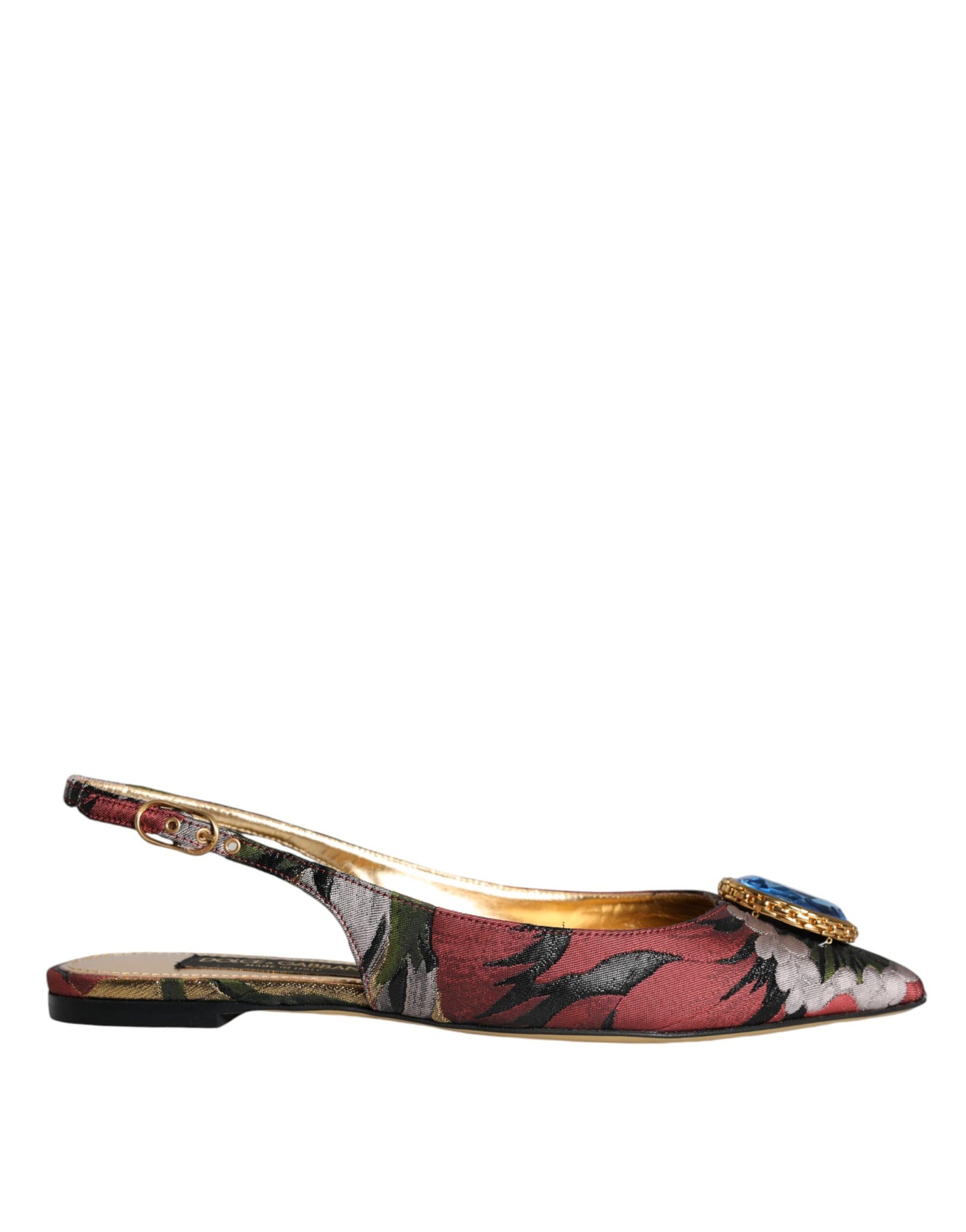 Dolce & Gabbana Multicolor Jacquard Crystal Flats Slingback Shoes EU39 / US8