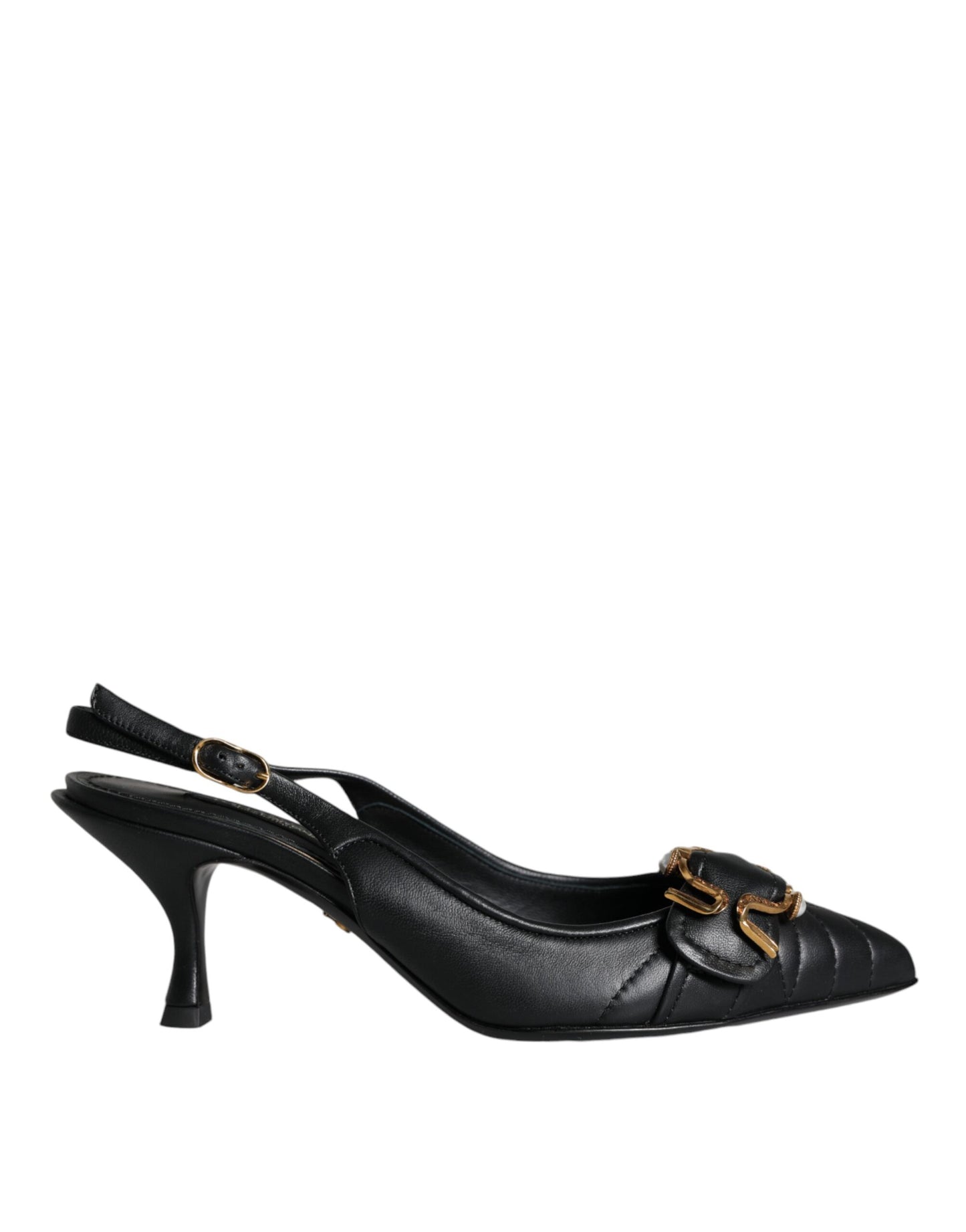 Dolce & Gabbana Black Devotion Leather Heels Slingback Shoes EU35 / US5