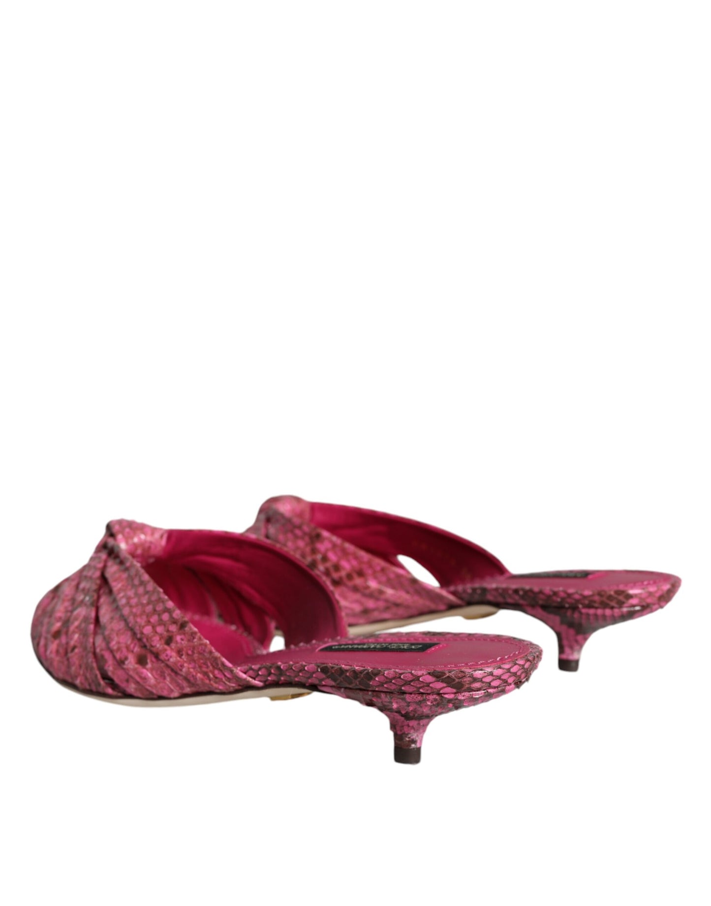 Dolce & Gabbana Pink Python Leather Kitten Heels Slides Shoes EU39 / US9