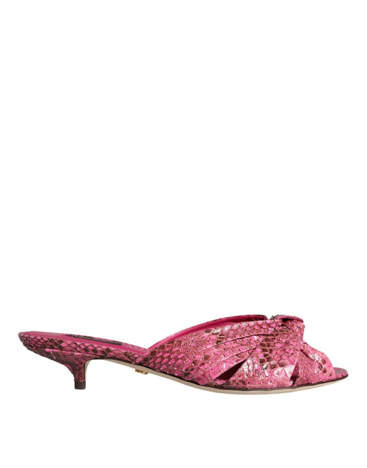 Dolce & Gabbana Pink Python Leather Kitten Heels Slides Shoes EU39 / US9