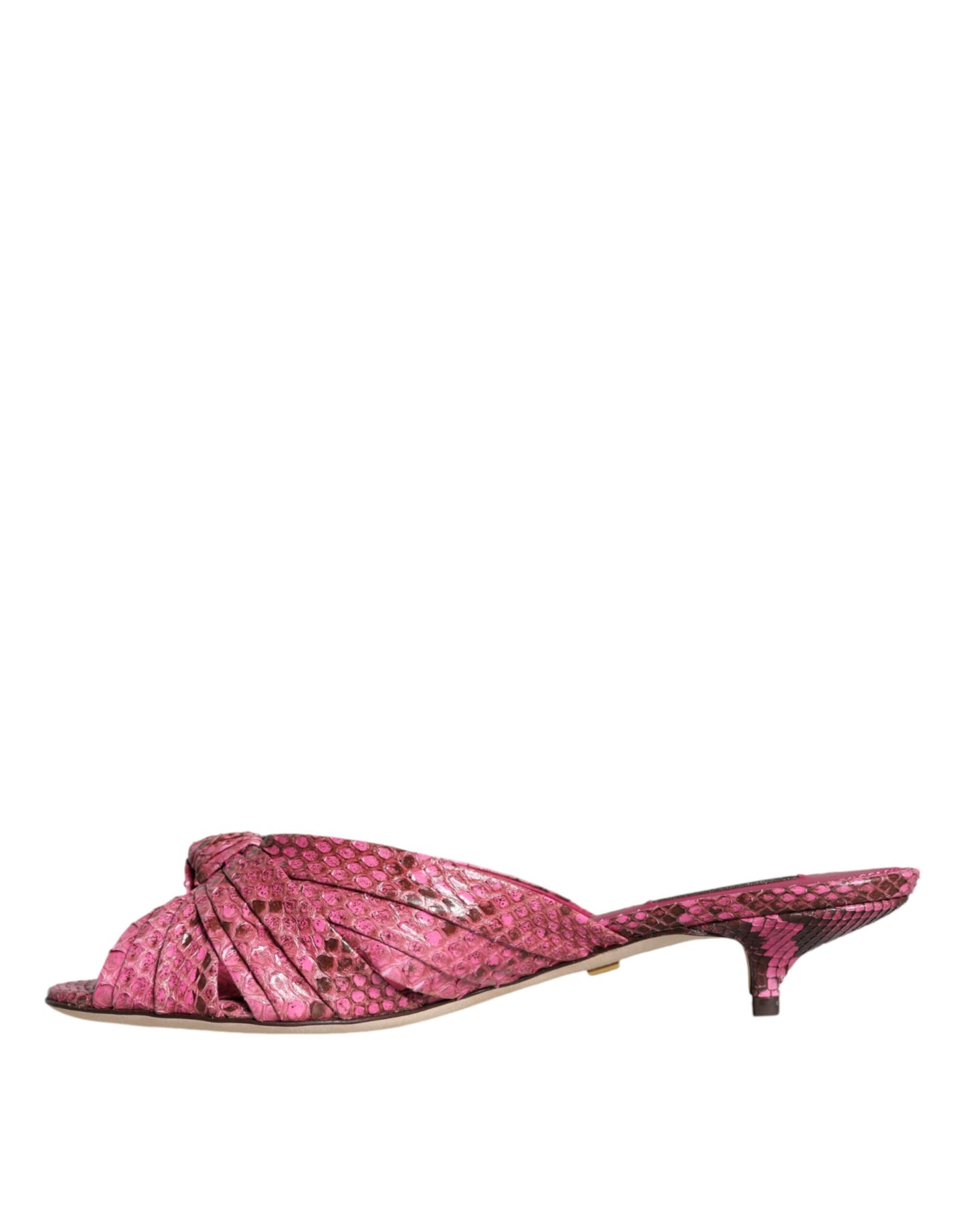 Dolce & Gabbana Pink Python Leather Kitten Heels Slides Shoes EU39 / US9