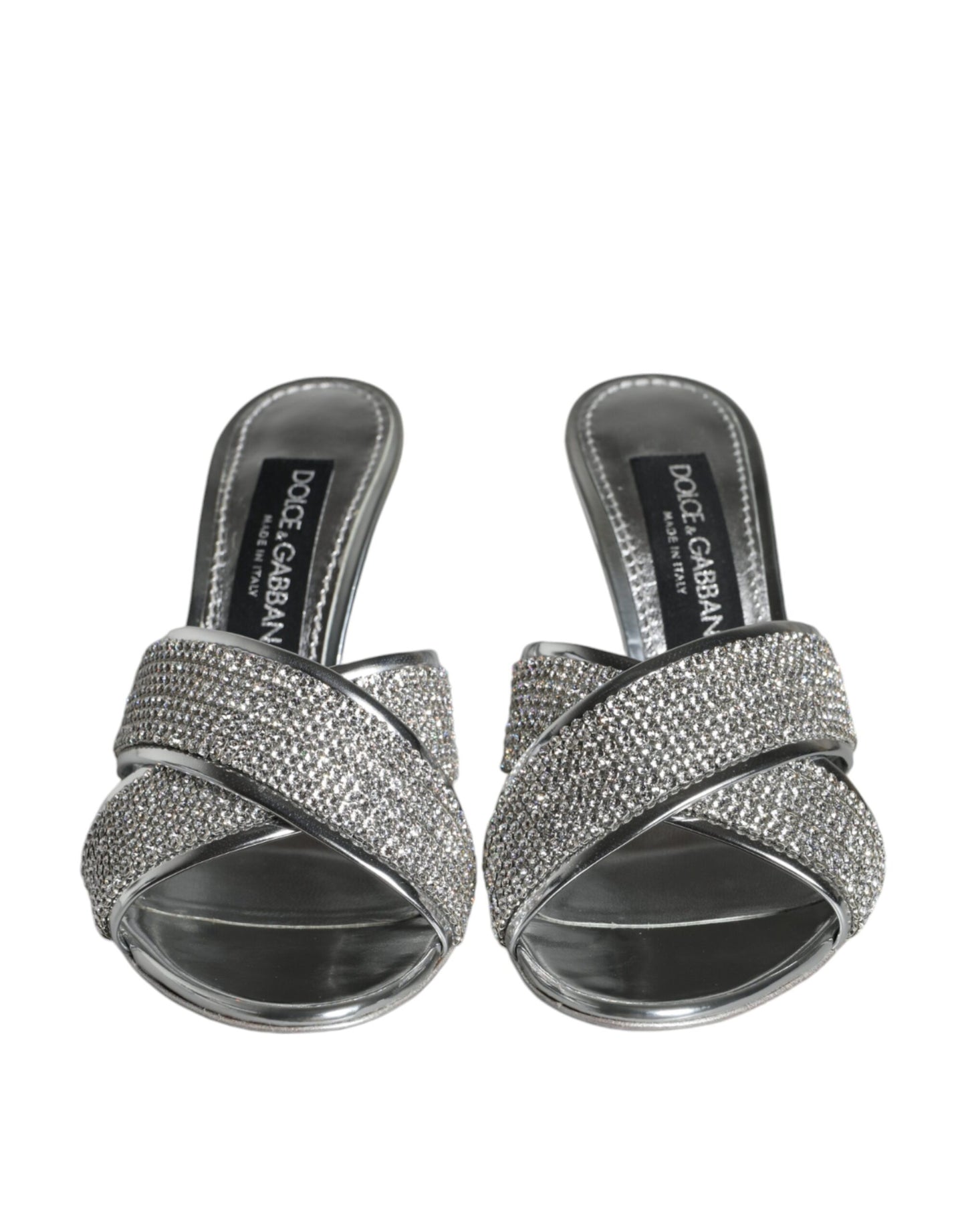 Dolce & Gabbana Silver Crystals Keira Heels Slides Shoes EU37 / US7