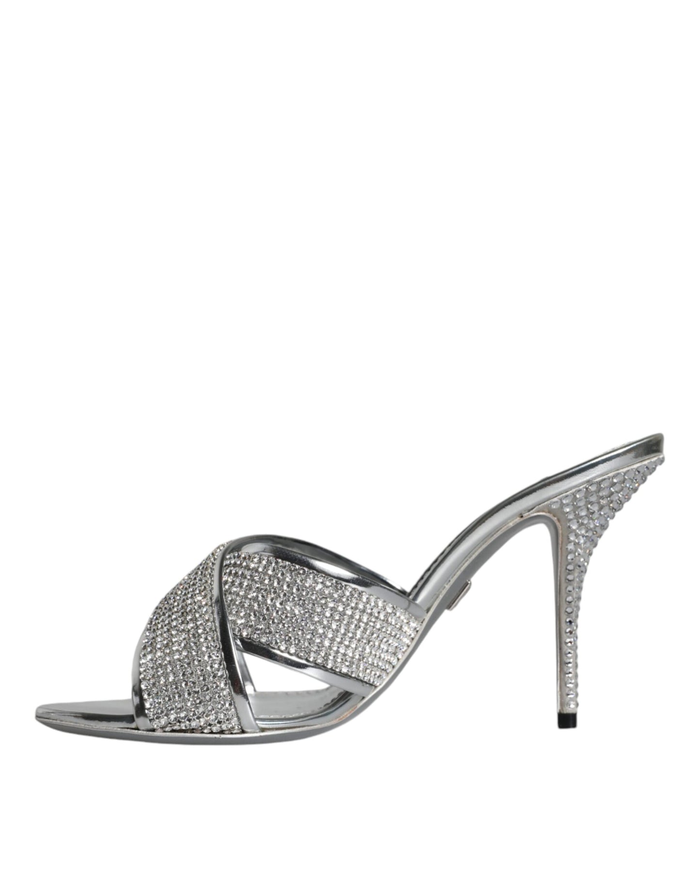 Dolce & Gabbana Silver Crystals Keira Heels Slides Shoes EU37 / US7