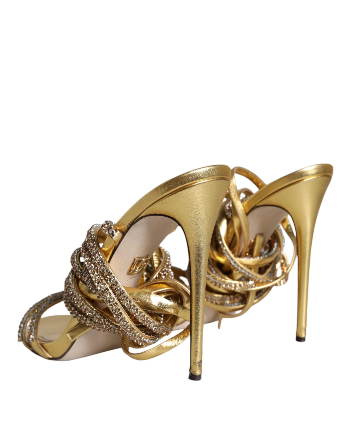 Dolce & Gabbana Gold Crystals Keira Heels Sandals Shoes EU39.5 / US9.5