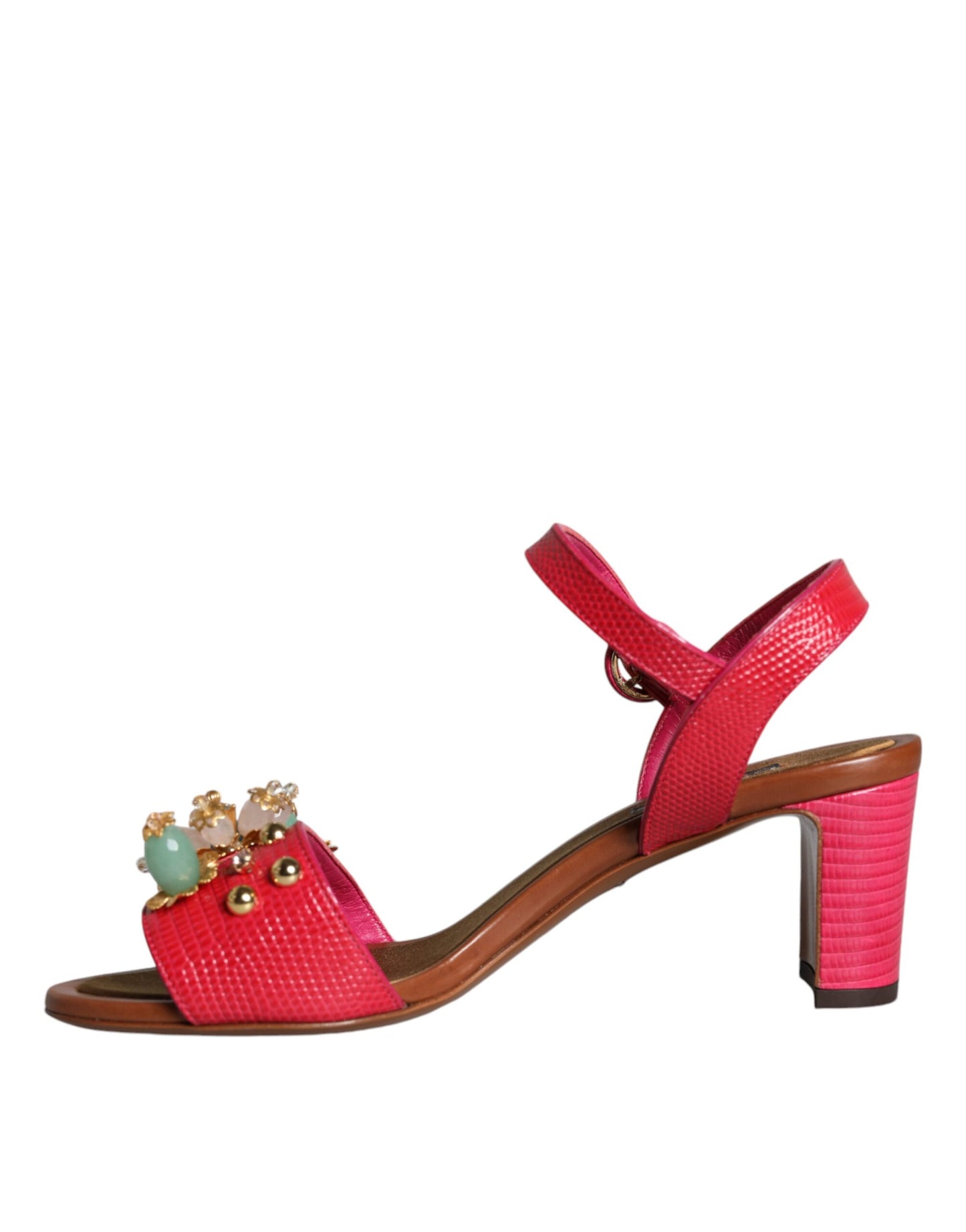 Dolce & Gabbana Fuchsia Leather Embellished Keira Sandals Shoes EU36 / US6