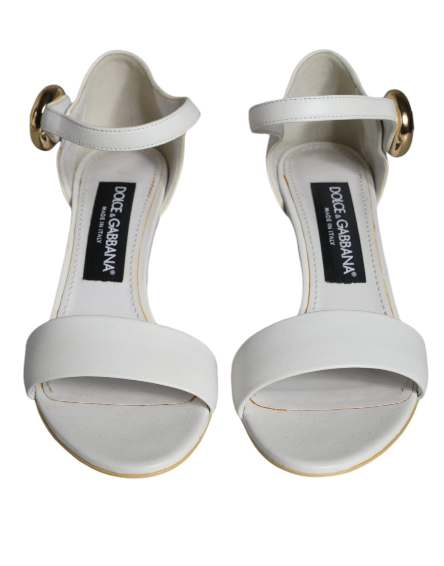 Dolce & Gabbana White Leather Heels Keira Sandals Shoes EU36 / US6