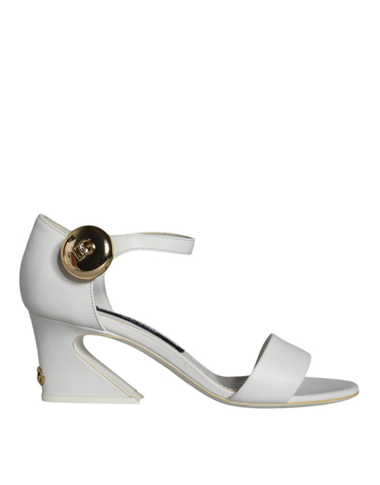 Dolce & Gabbana White Leather Heels Keira Sandals Shoes EU36 / US6