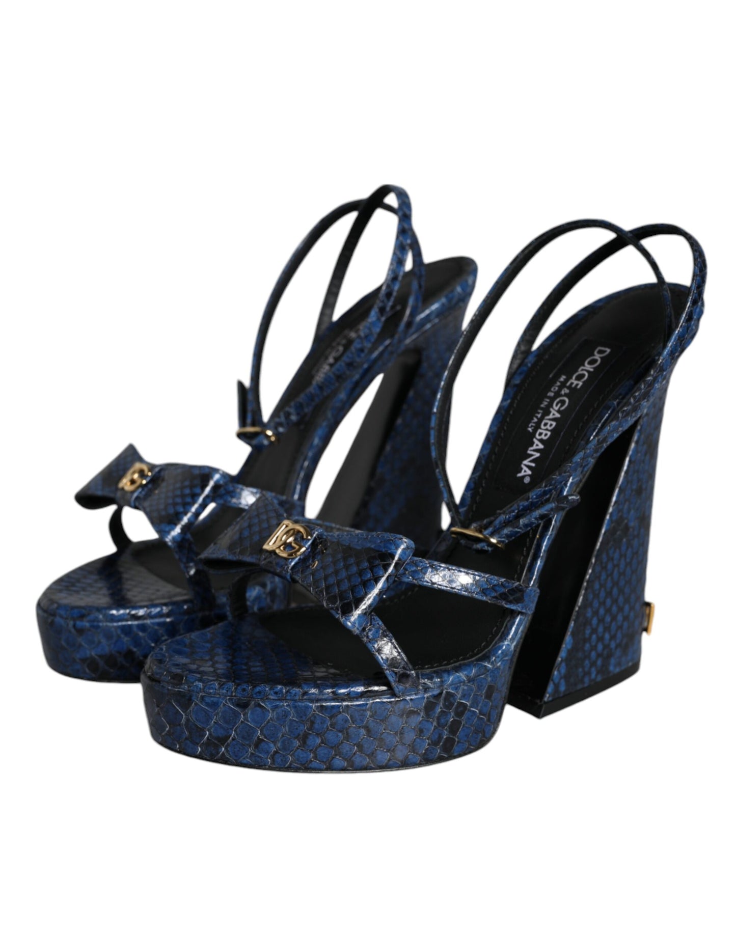 Dolce & Gabbana Blue Leather Ankle Strap Heels Sandals Shoes EU39 / US9