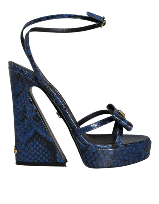 Dolce & Gabbana Blue Leather Ankle Strap Heels Sandals Shoes EU39 / US9