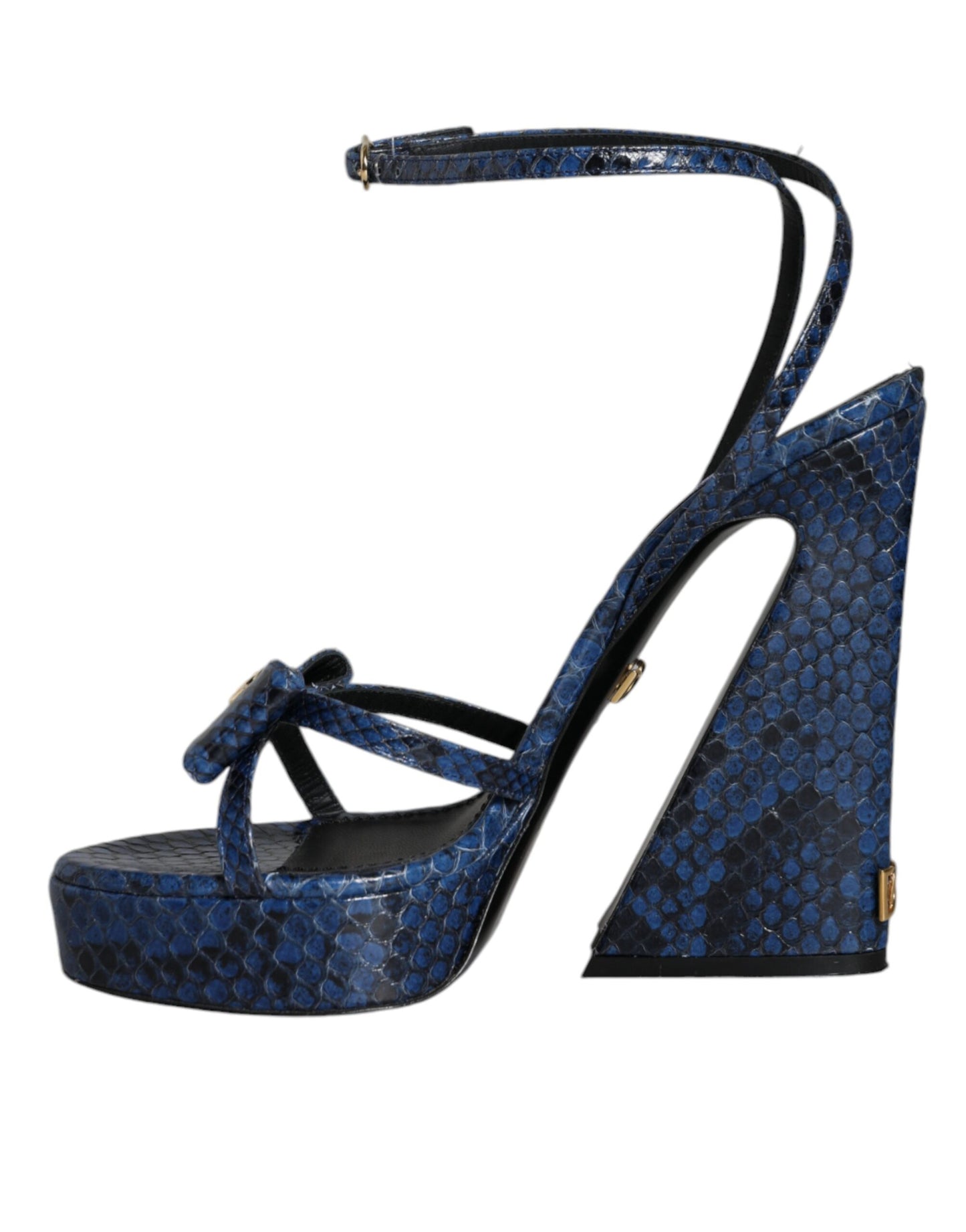 Dolce & Gabbana Blue Leather Ankle Strap Heels Sandals Shoes EU39 / US9