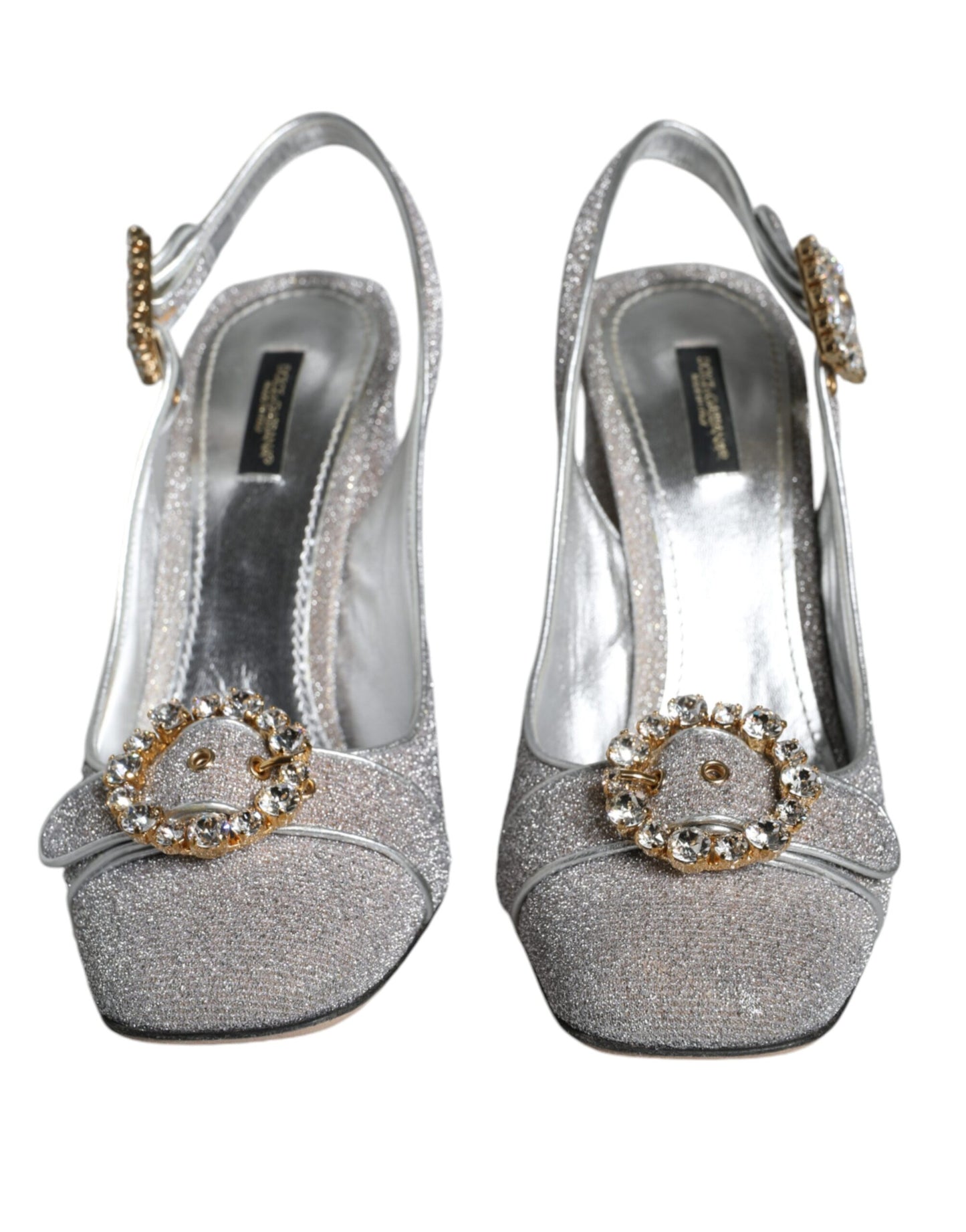 Dolce & Gabbana Silver Crystal Slingback Heels Sandals Shoes EU41 / US11