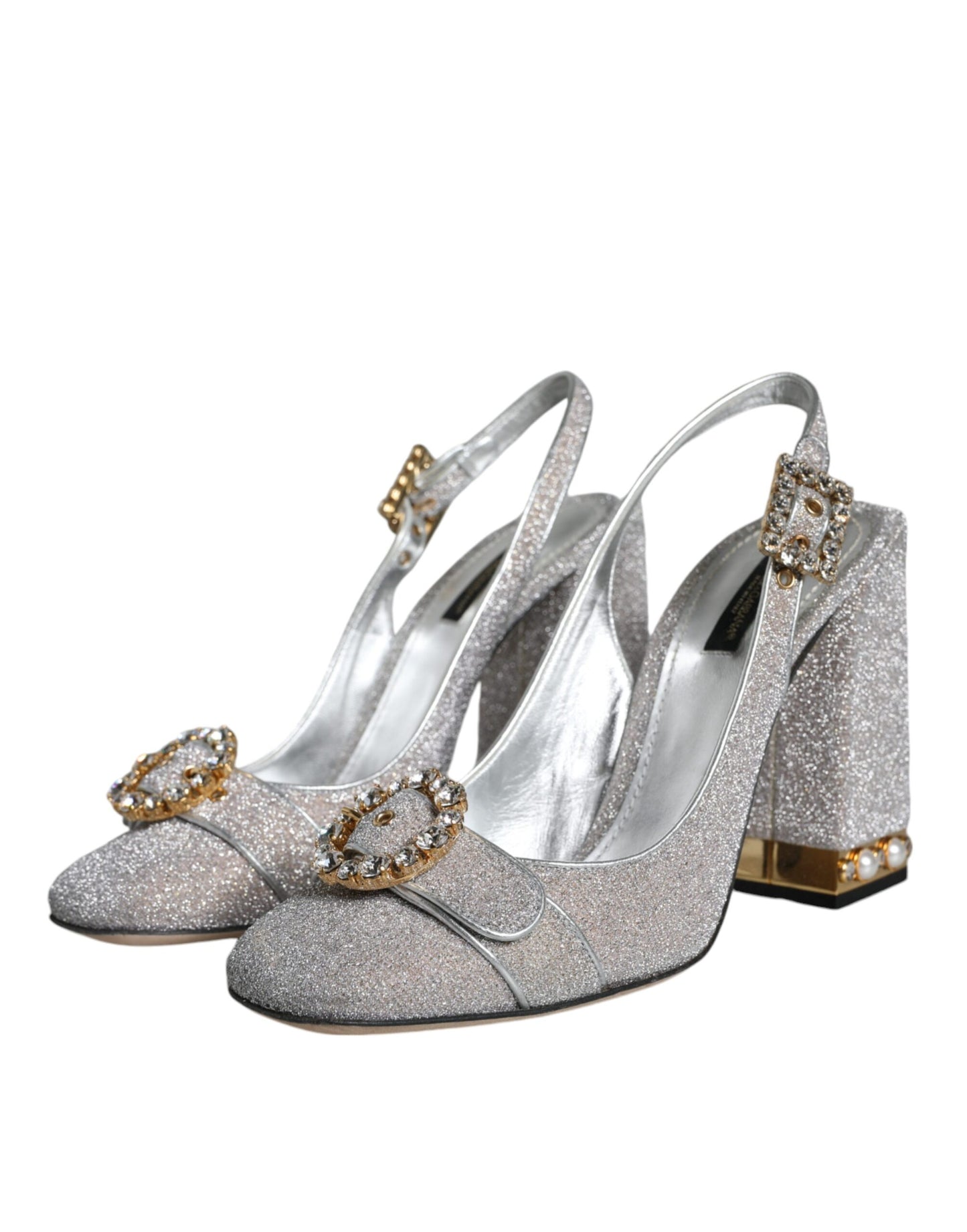 Dolce & Gabbana Silver Crystal Slingback Heels Sandals Shoes EU41 / US11