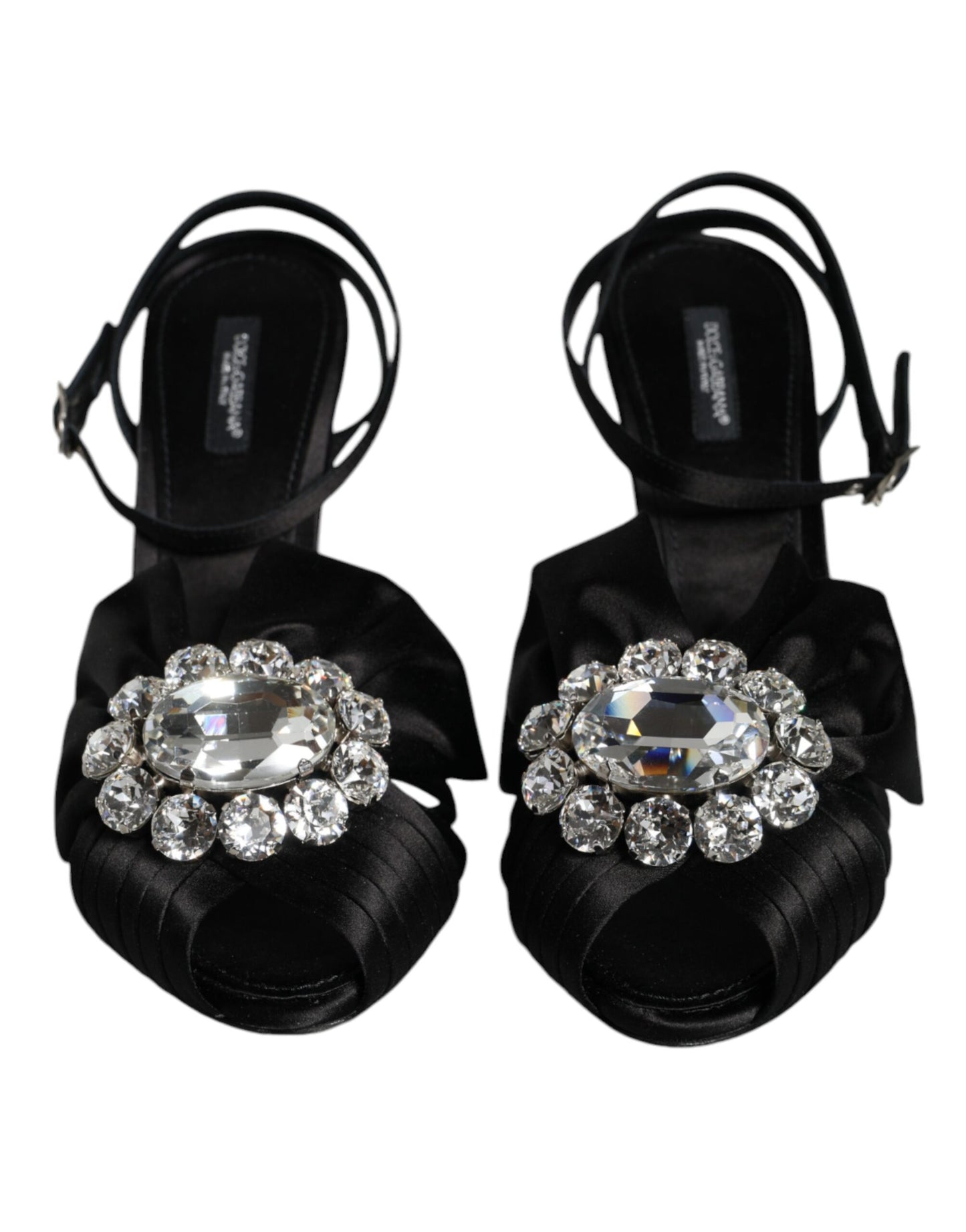 Dolce & Gabbana Black Crystal Ankle Strap Sandals Shoes EU40.5 / US10.5