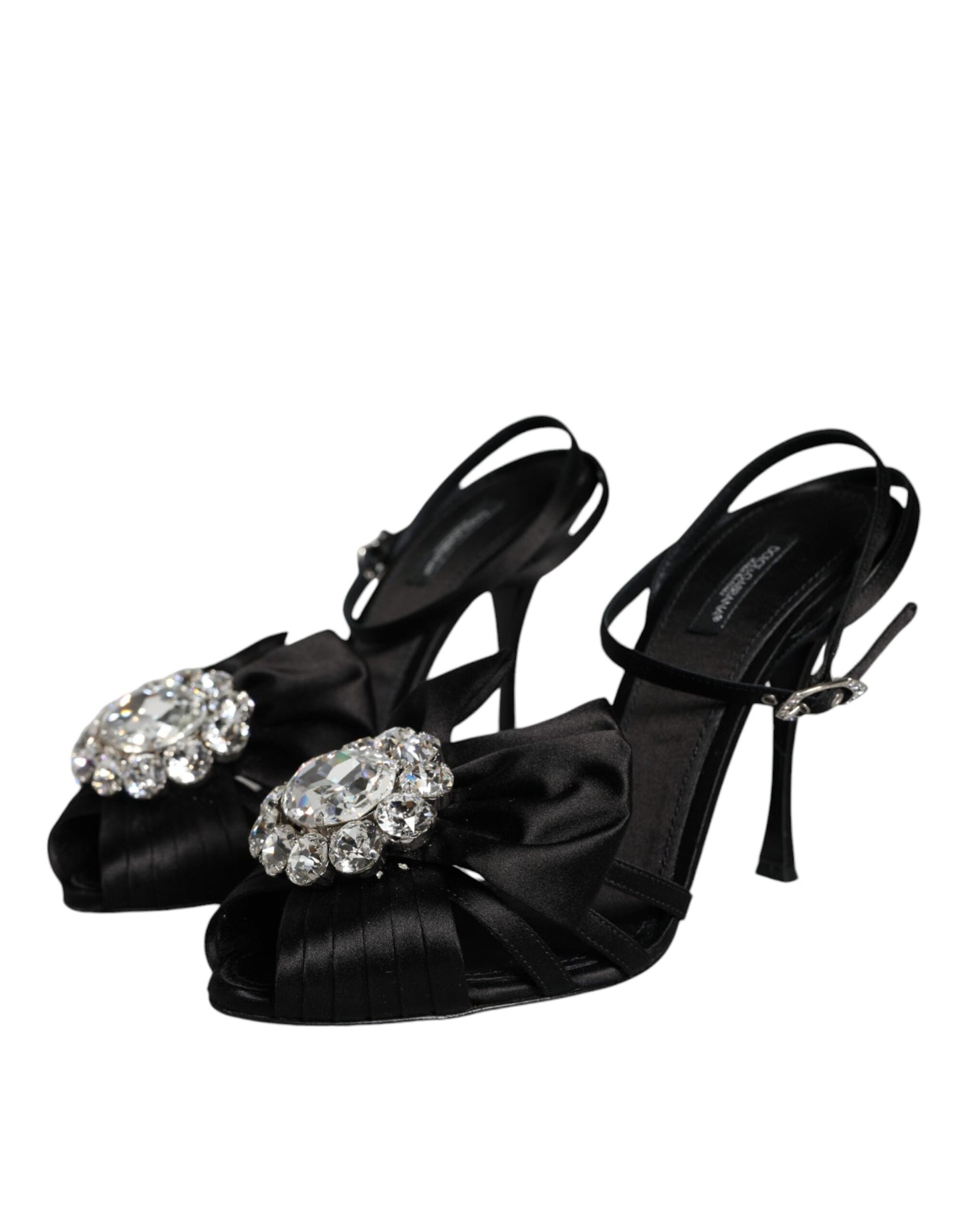 Dolce & Gabbana Black Crystal Ankle Strap Sandals Shoes EU40.5 / US10.5