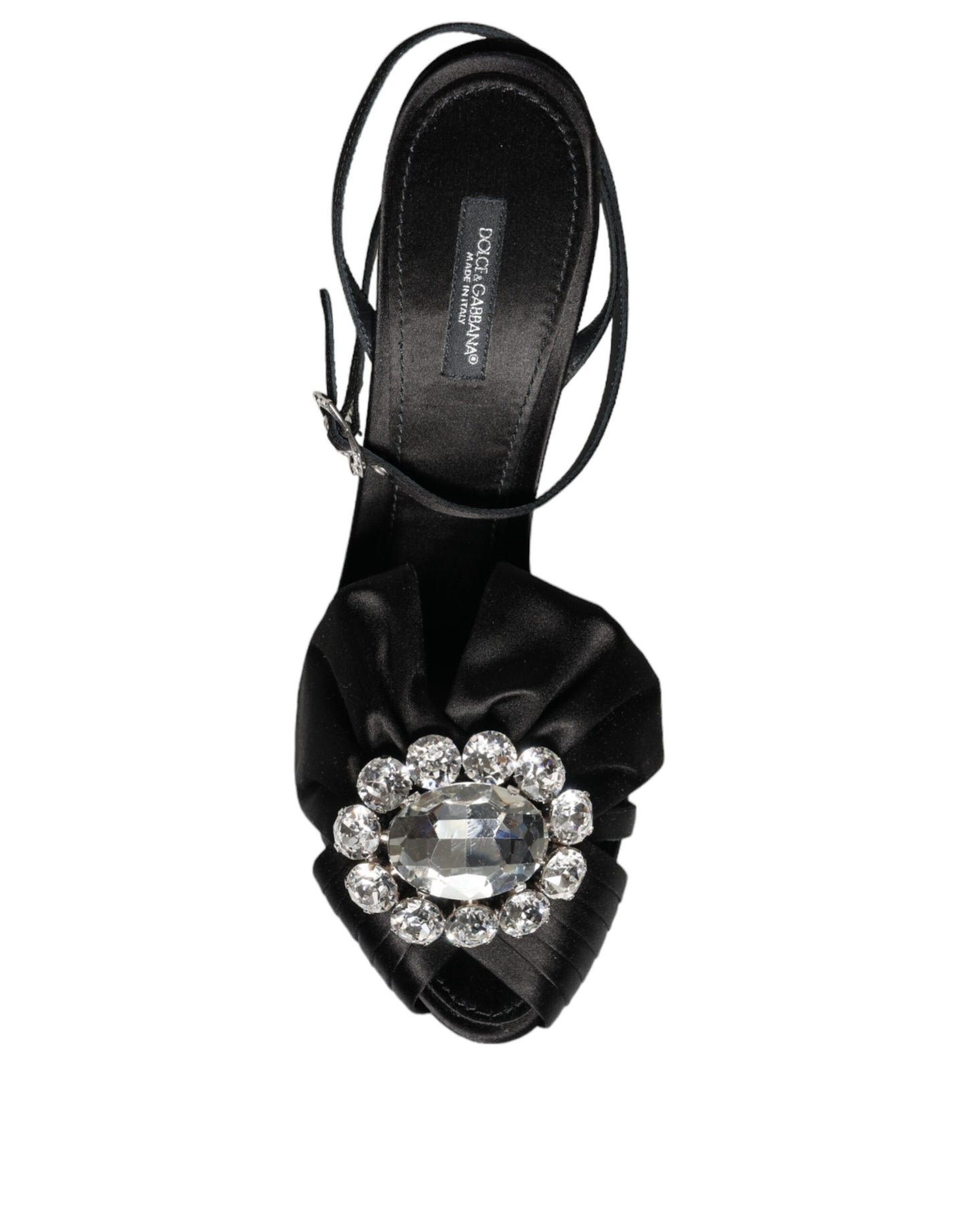 Dolce & Gabbana Black Crystal Ankle Strap Sandals Shoes EU40.5 / US10.5