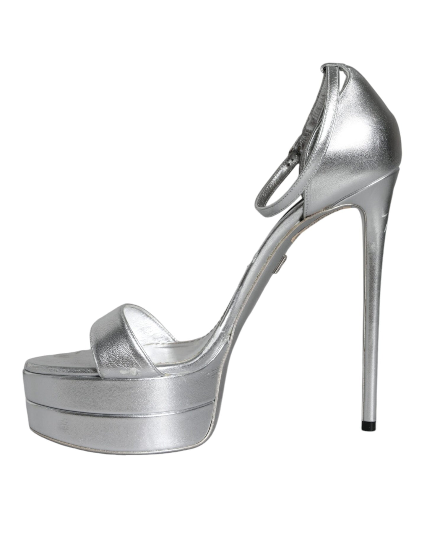 Dolce & Gabbana Silver KEIRA Heels Ankle Strap Sandals Shoes EU40 / US10