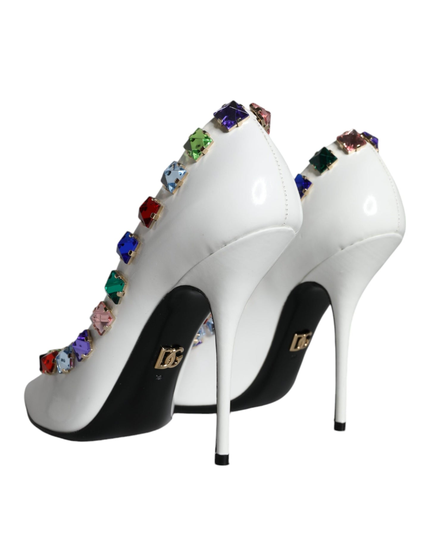 Dolce & Gabbana White Crystals Leather High Heels Pumps Shoes EU39 / US9