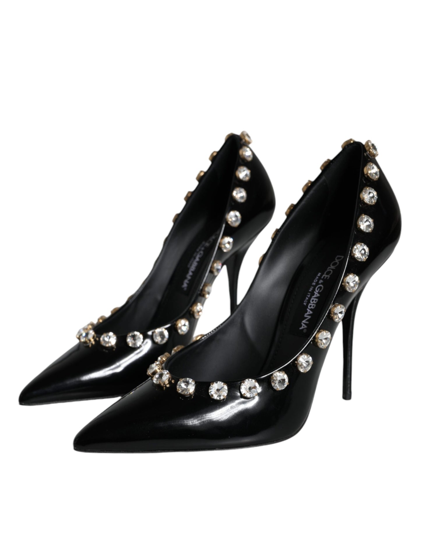 Dolce & Gabbana Black Crystals Leather High Heels Pumps Shoes EU40 / US10