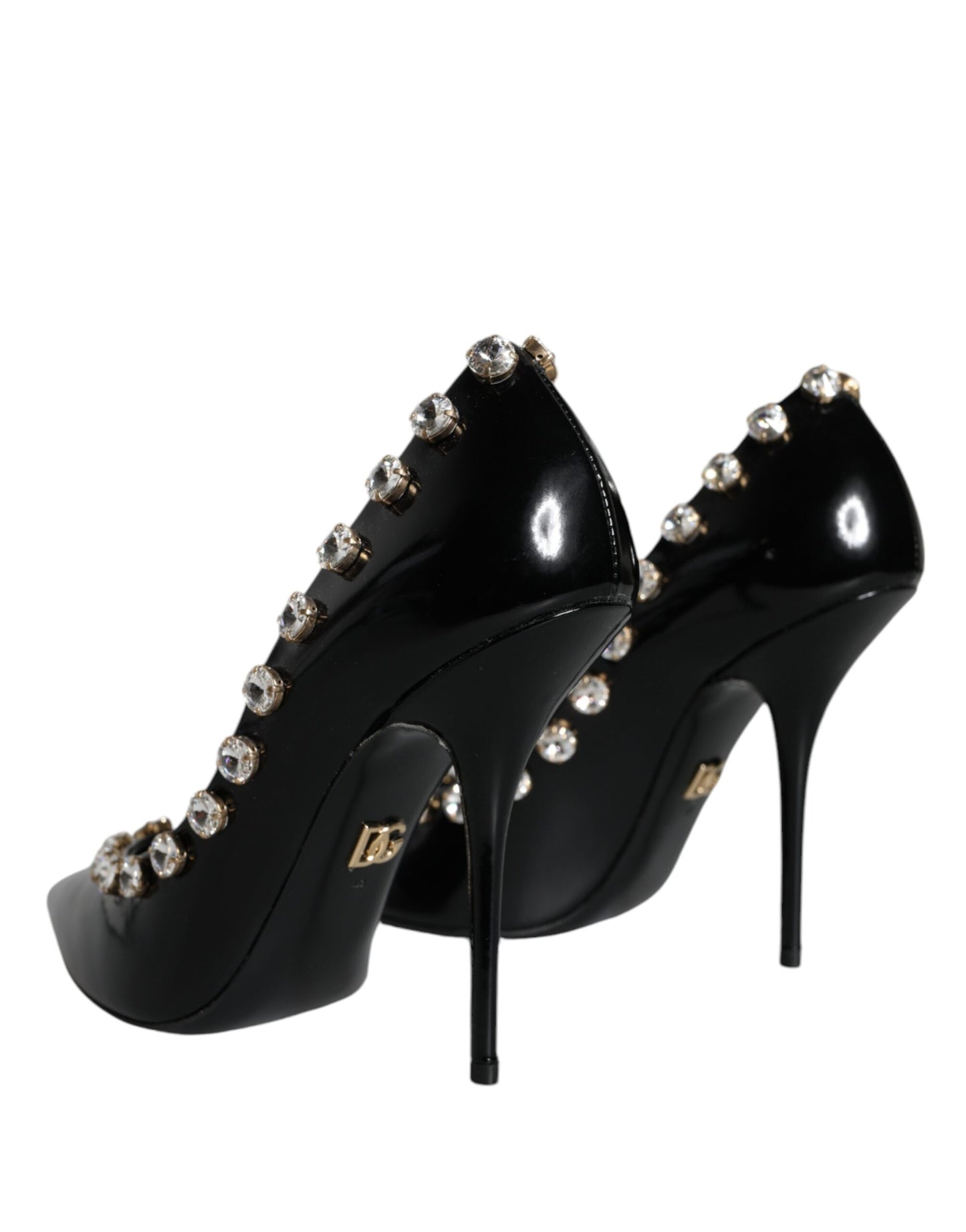 Dolce & Gabbana Black Crystals Leather High Heels Pumps Shoes EU40 / US10