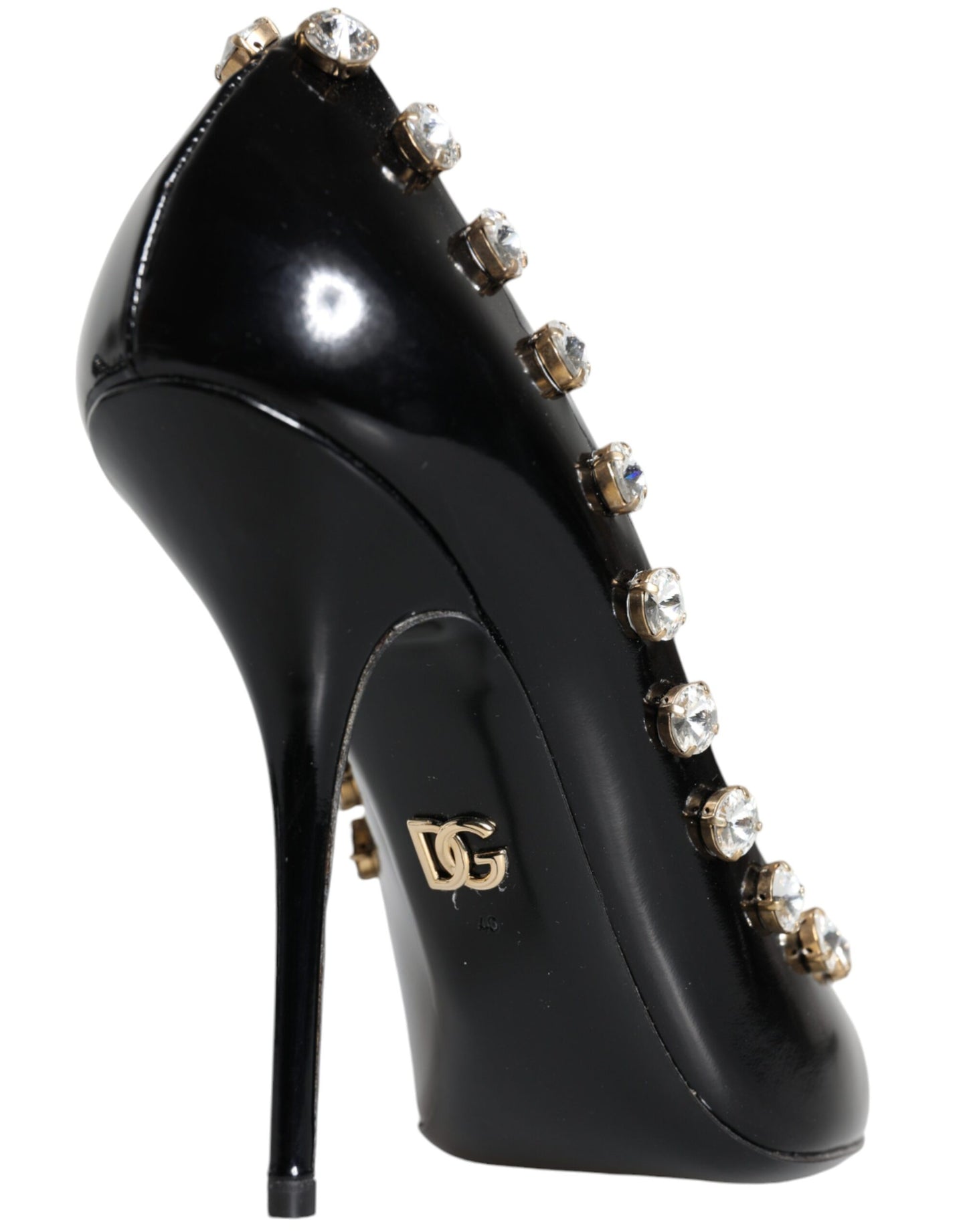 Dolce & Gabbana Black Crystals Leather High Heels Pumps Shoes EU40 / US10