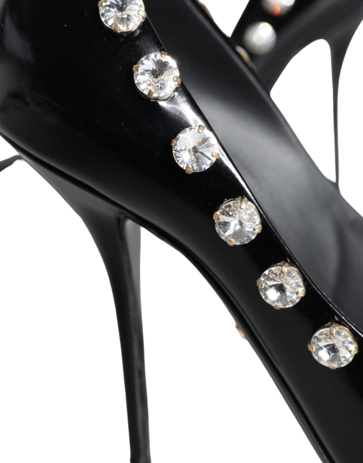 Dolce & Gabbana Black Crystals Leather High Heels Pumps Shoes EU40 / US10