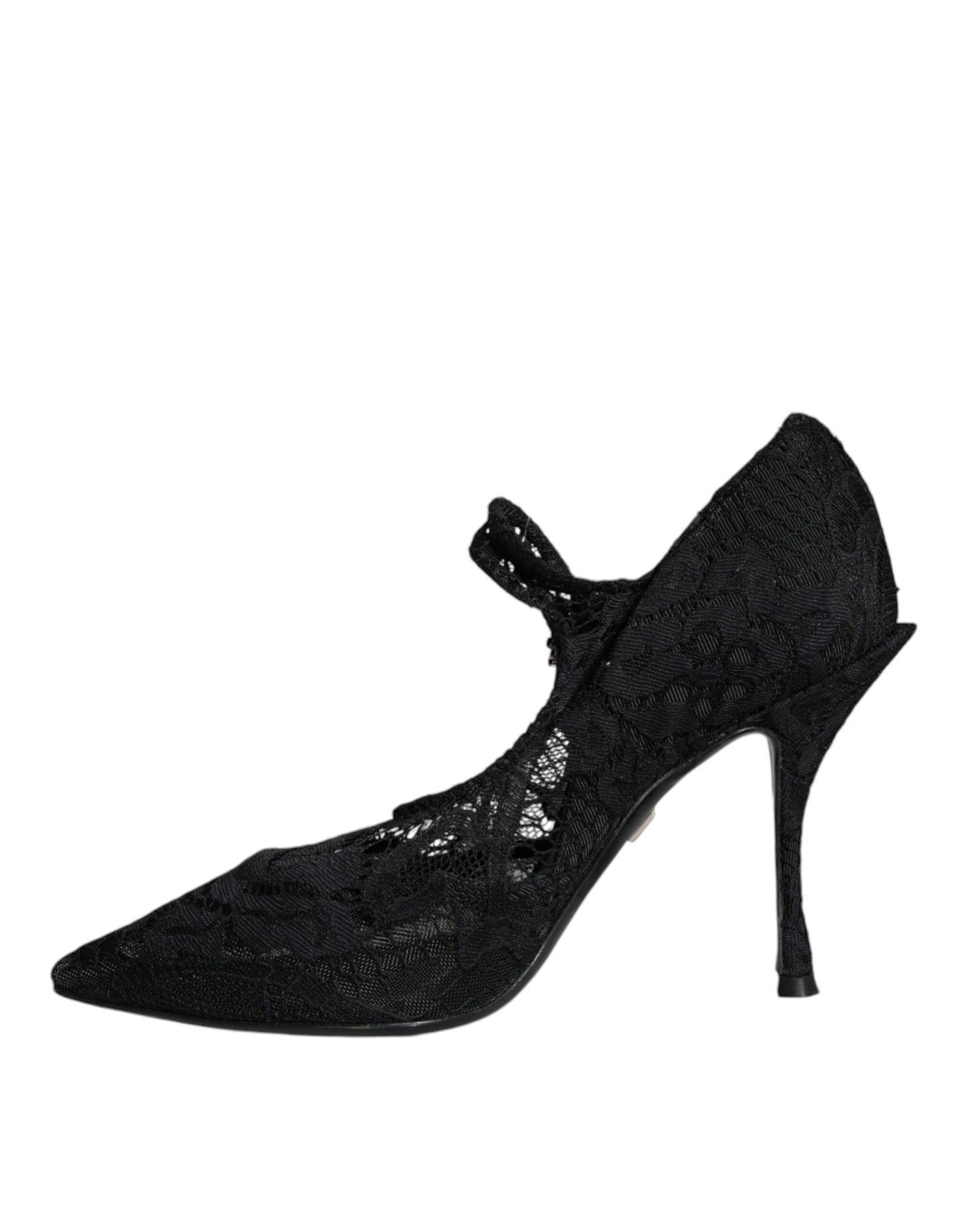 Dolce & Gabbana Black Mary Jane Pumps Lace Crystals Heels Shoes EU35 / US5