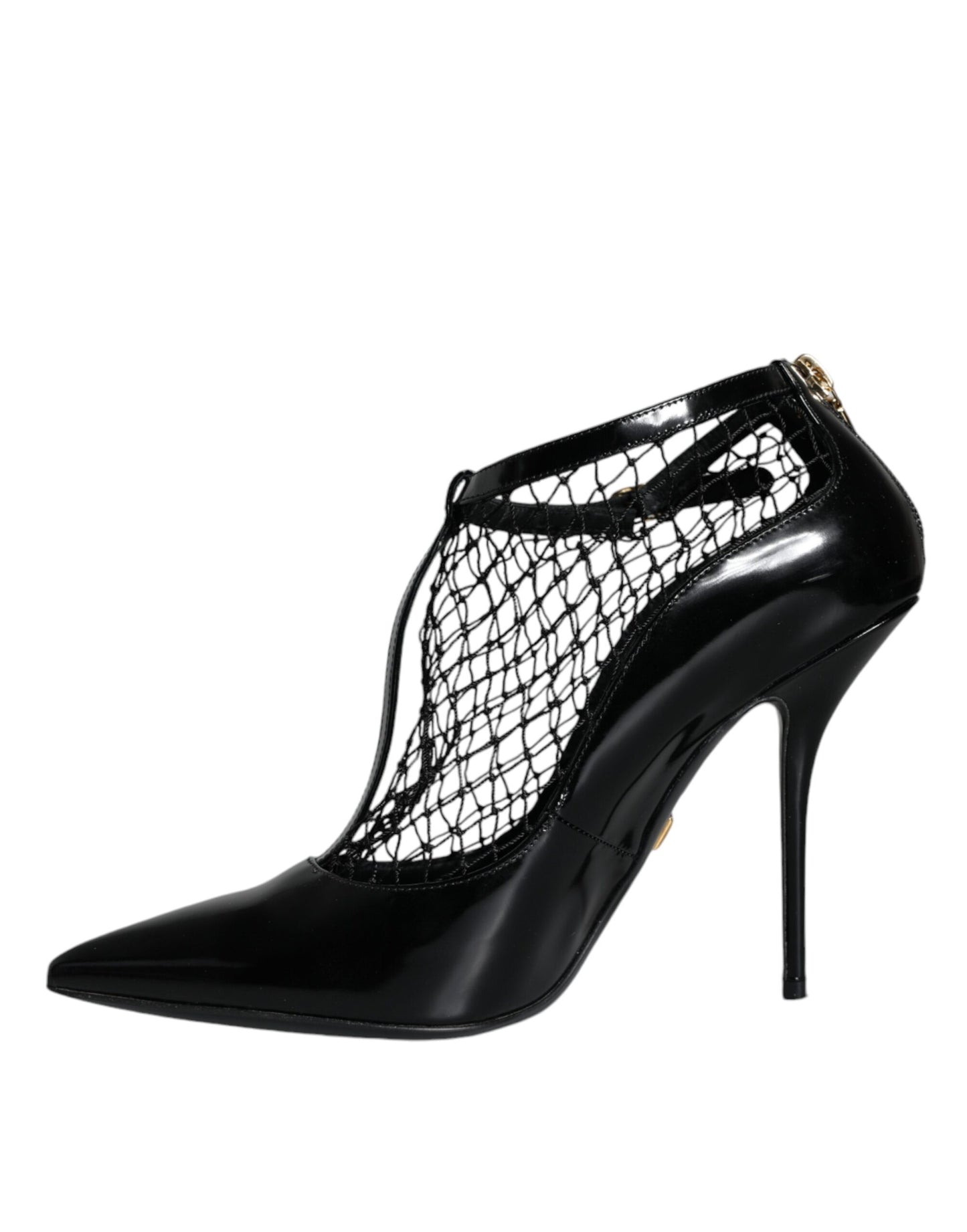 Dolce & Gabbana Black Mesh Patent Leather Heels Pumps Shoes EU38.5 / US8.5