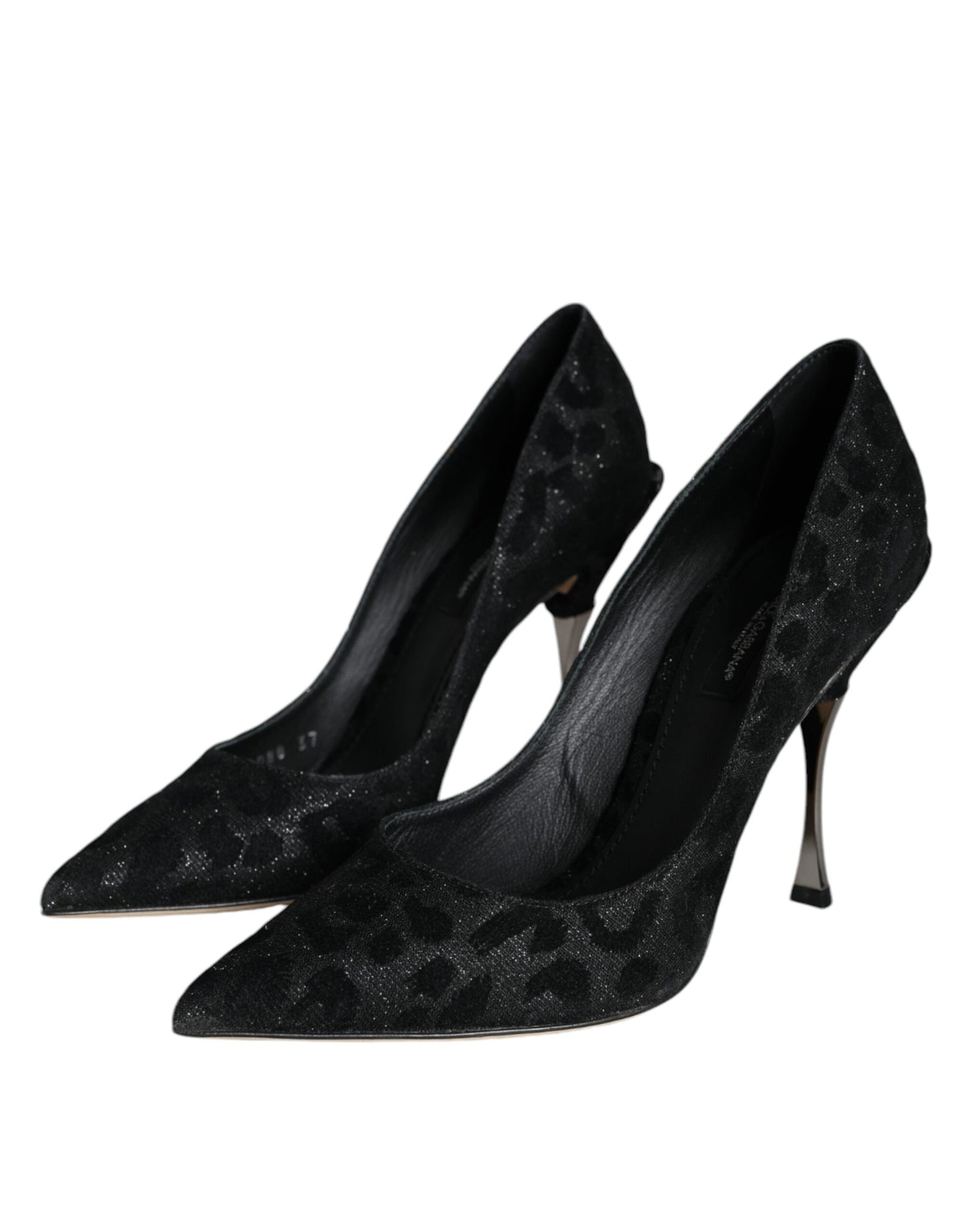 Dolce & Gabbana Black Leopard Lurex High Heels Pumps Shoes EU37 / US7