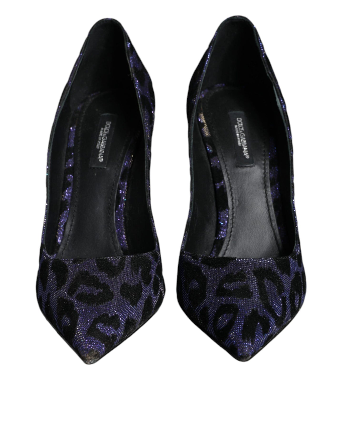 Dolce & Gabbana Violet Leopard Lurex High Heels Pumps Shoes EU37 / US7