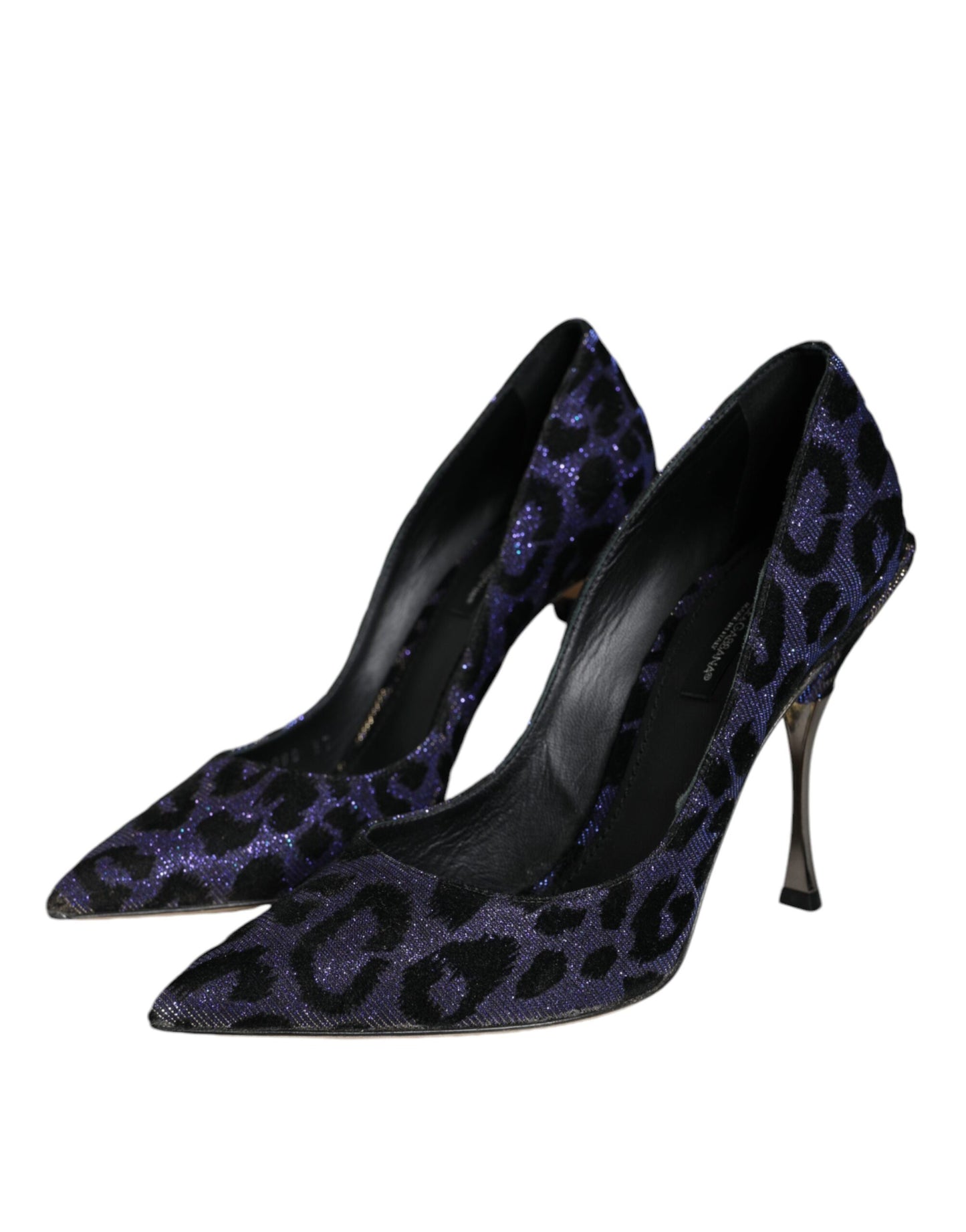 Dolce & Gabbana Violet Leopard Lurex High Heels Pumps Shoes EU37 / US7