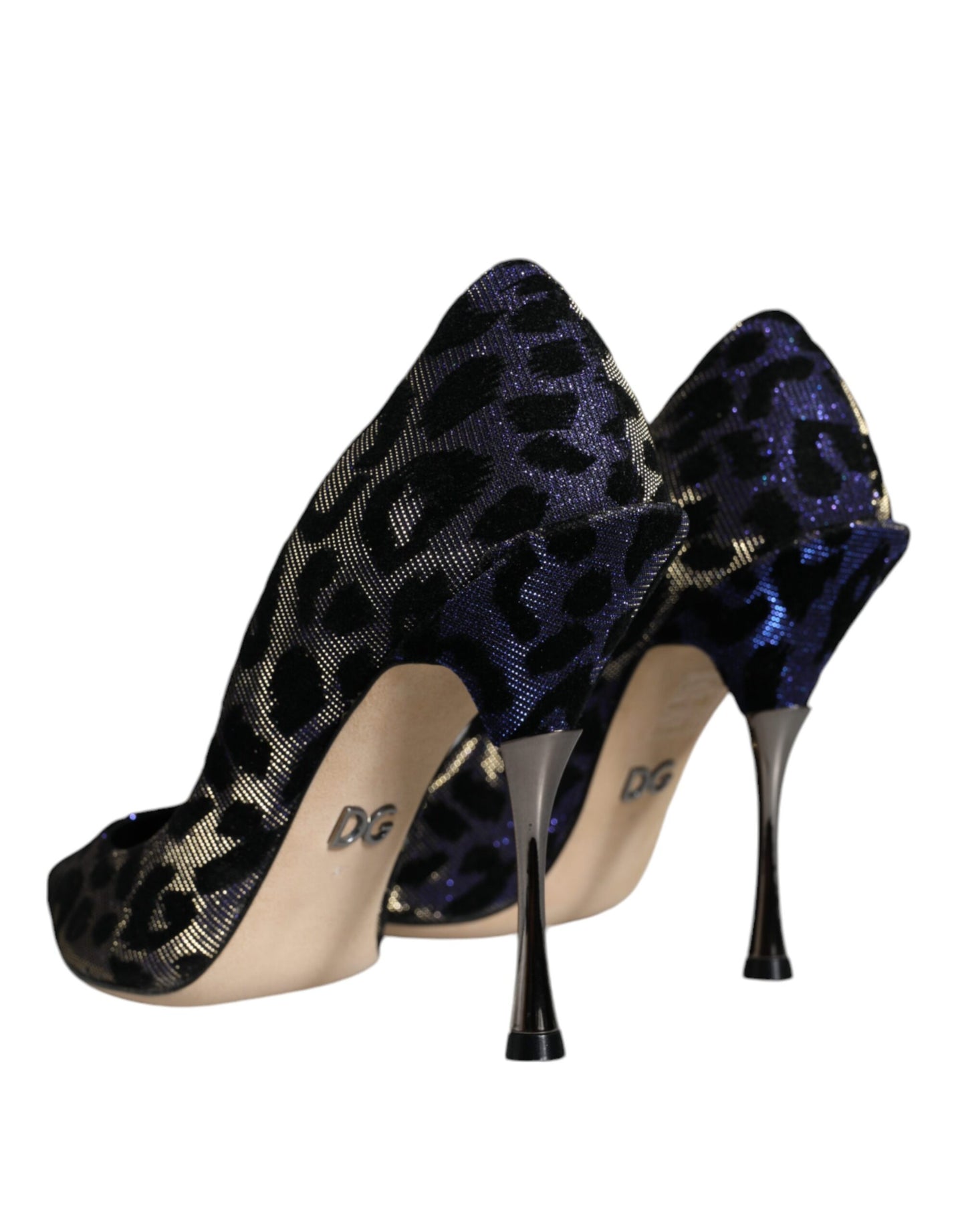 Dolce & Gabbana Violet Leopard Lurex High Heels Pumps Shoes EU37 / US7