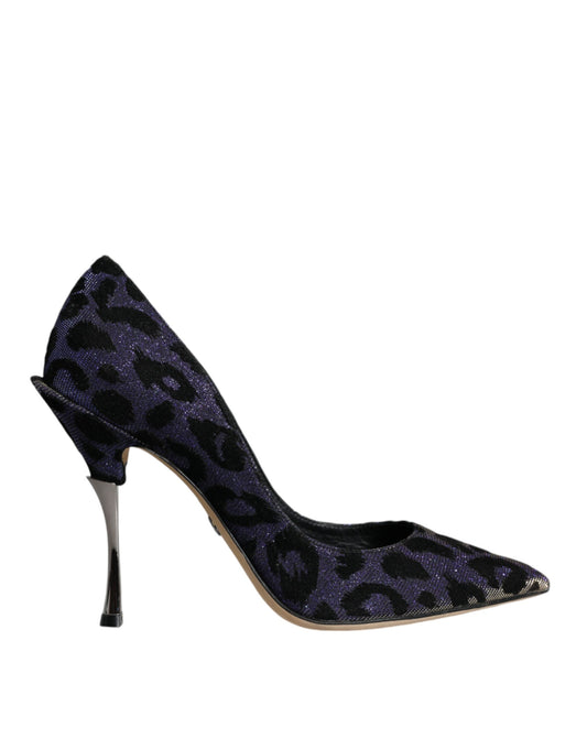 Dolce & Gabbana Violet Leopard Lurex High Heels Pumps Shoes EU37 / US7