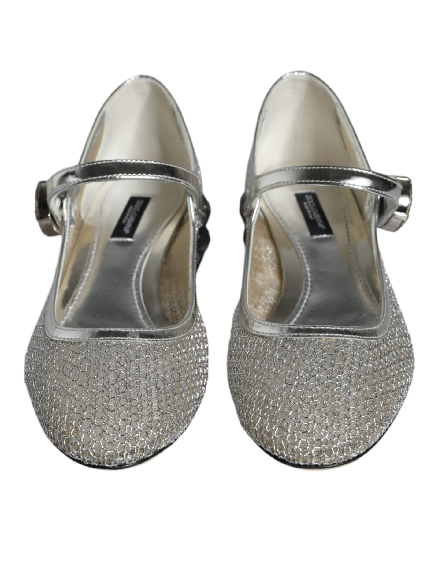 Dolce & Gabbana Silver Mesh Crystal Mary Jane Pumps Shoes EU36.5 / US6.5