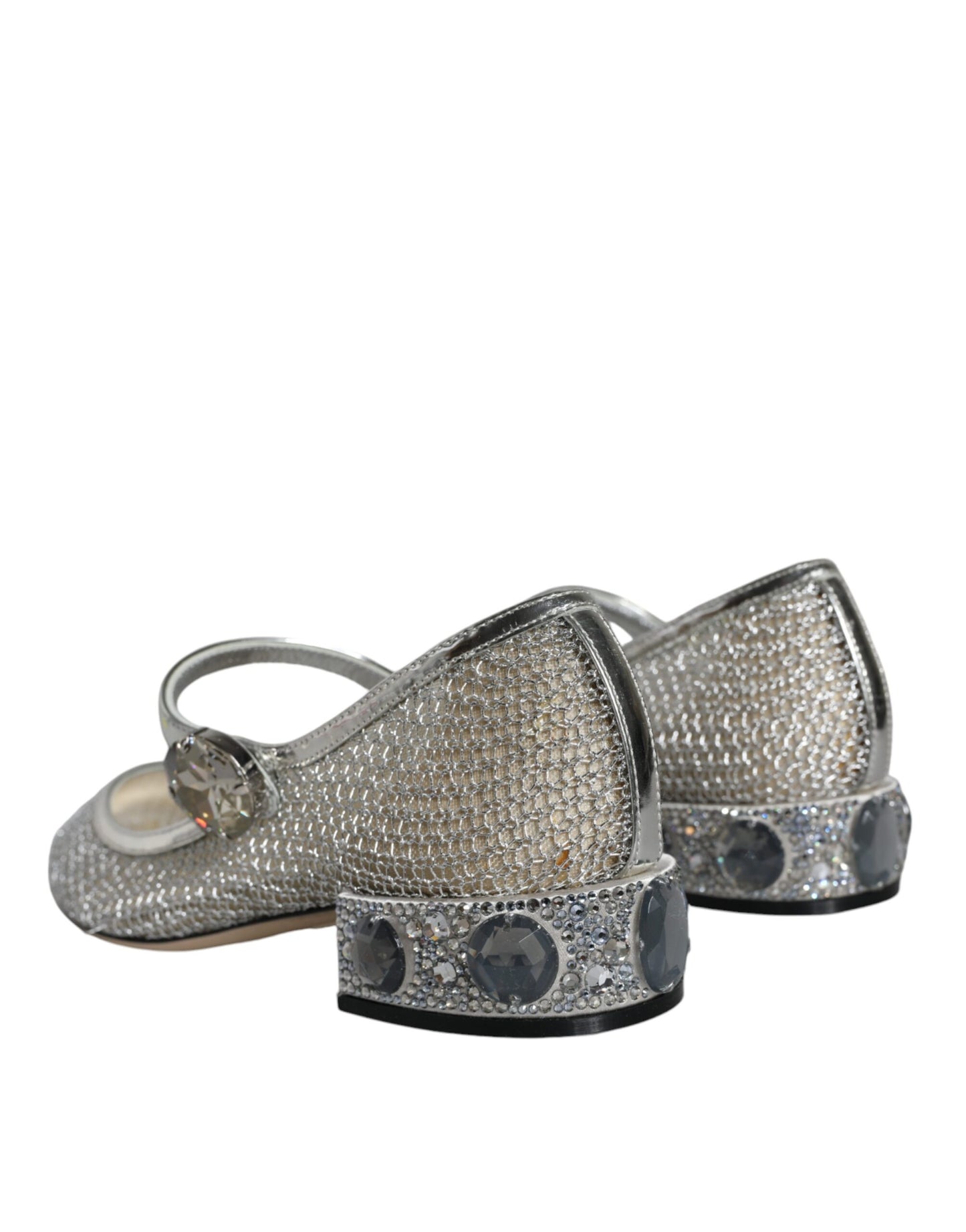 Dolce & Gabbana Silver Mesh Crystal Mary Jane Pumps Shoes EU36.5 / US6.5