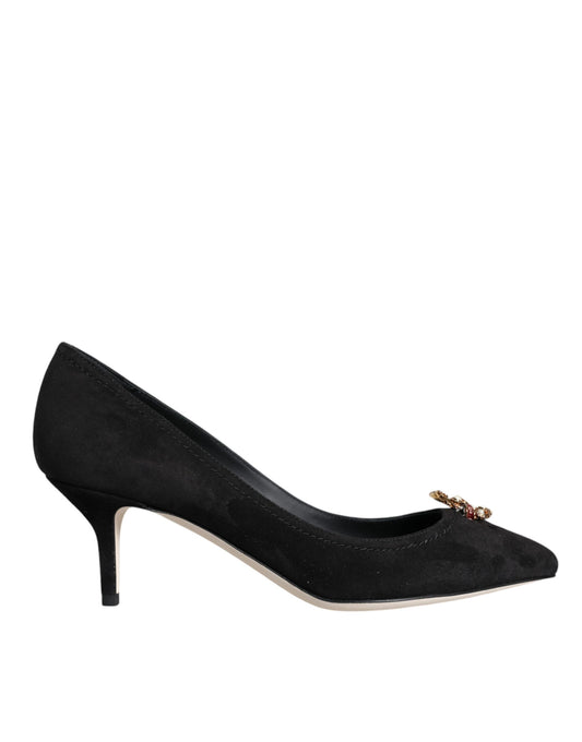 Dolce & Gabbana Black Amore Suede Bellucci Heels Pumps Shoes EU38.5 / US8.5