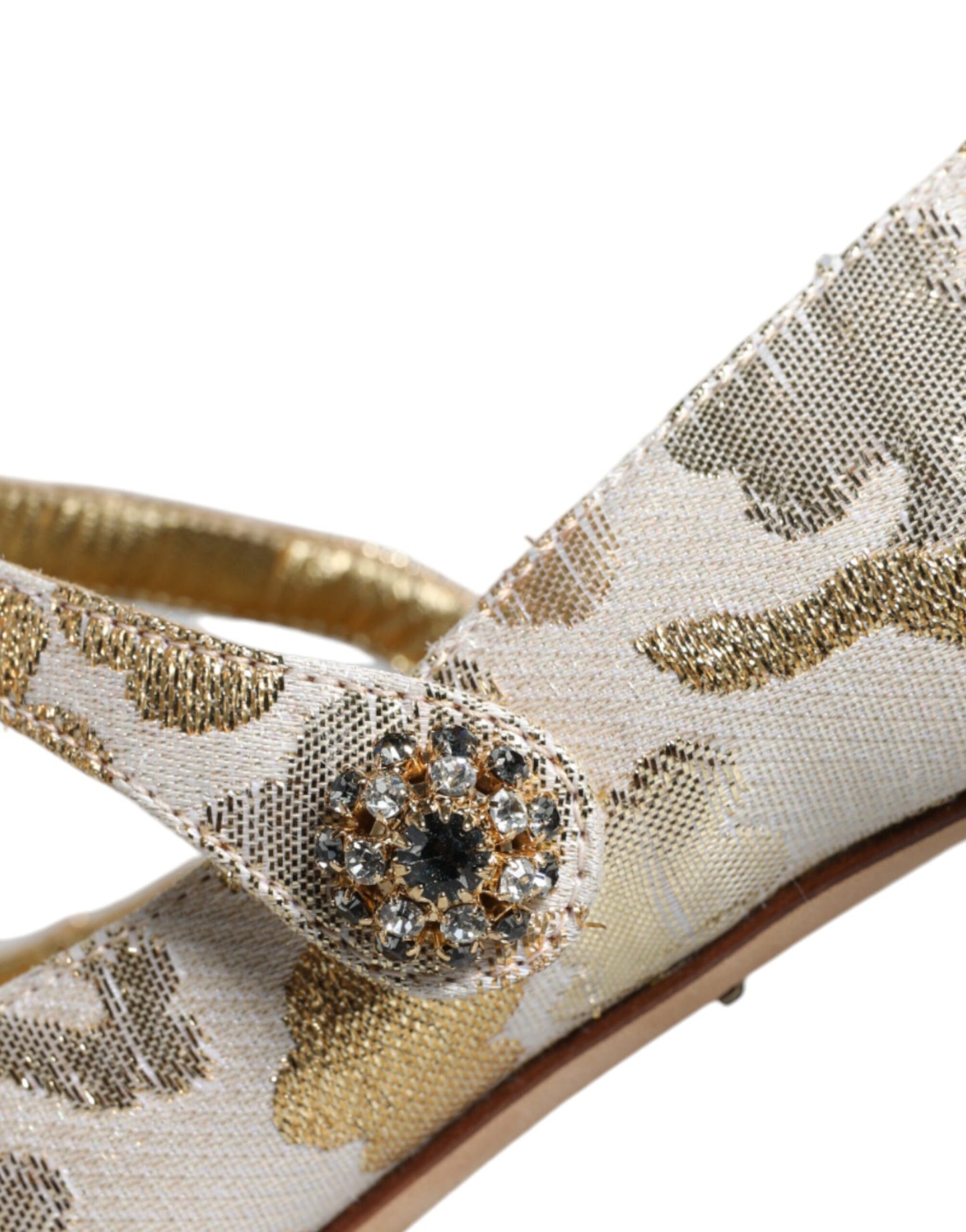 Dolce & Gabbana Gold Jacquard Crystal Mary Janes Pumps Shoes EU36 / US6