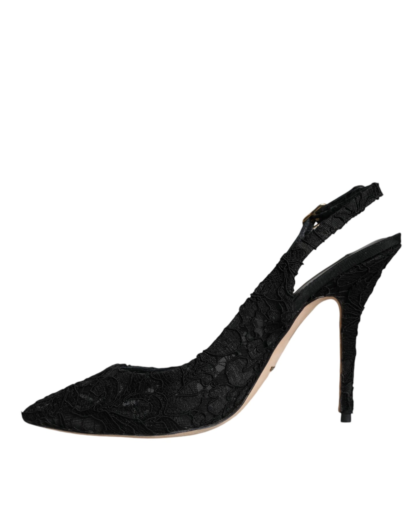 Dolce & Gabbana Black Taormina Lace Bellucci Slingbacks Shoes EU40.5 / US10.5