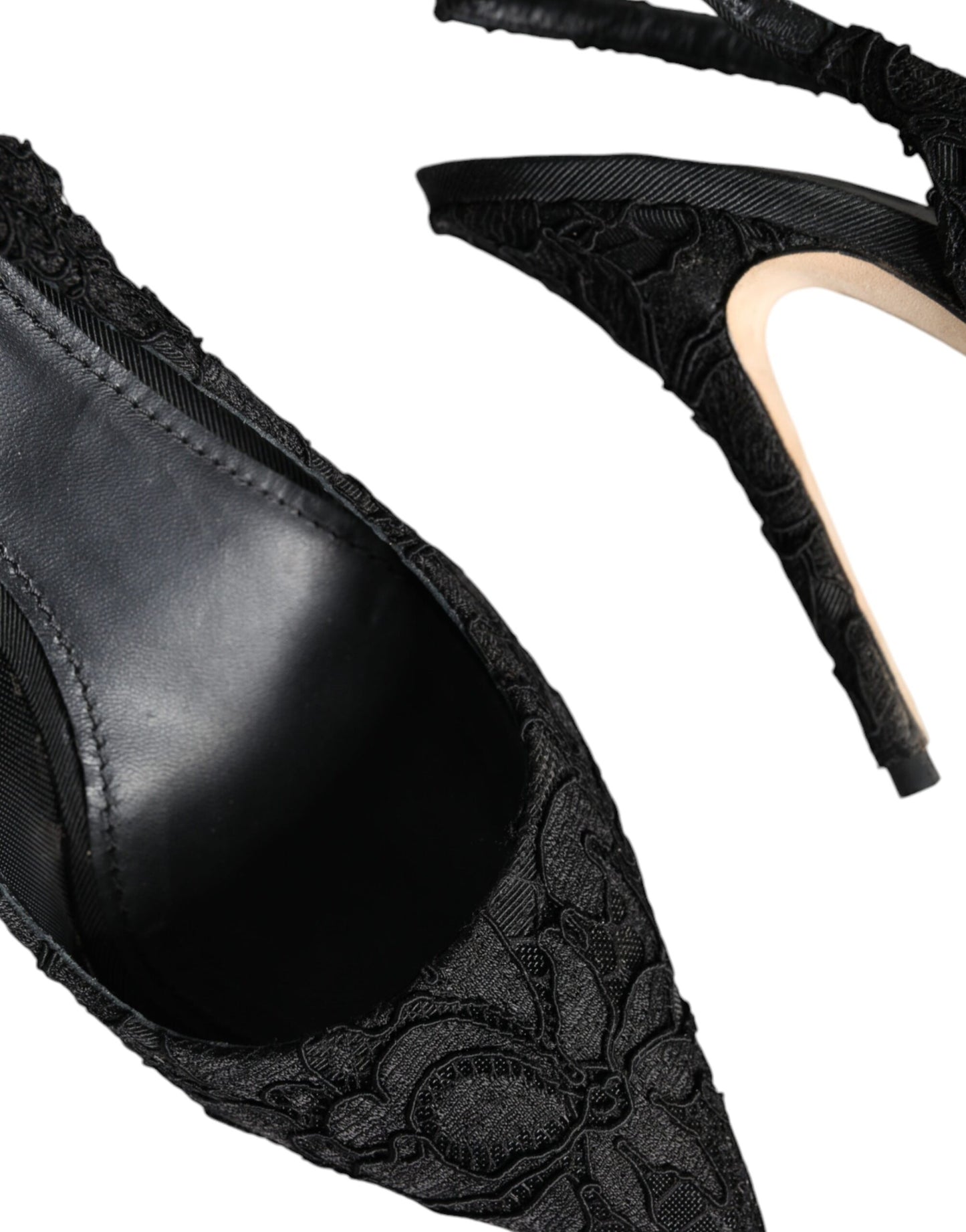 Dolce & Gabbana Black Taormina Lace Bellucci Slingbacks Shoes EU40.5 / US10.5